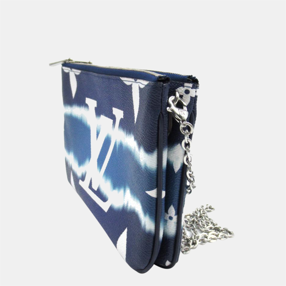 

Louis Vuitton Blue Monogram Giant Escale Double Zip Pochette Clutch Bag