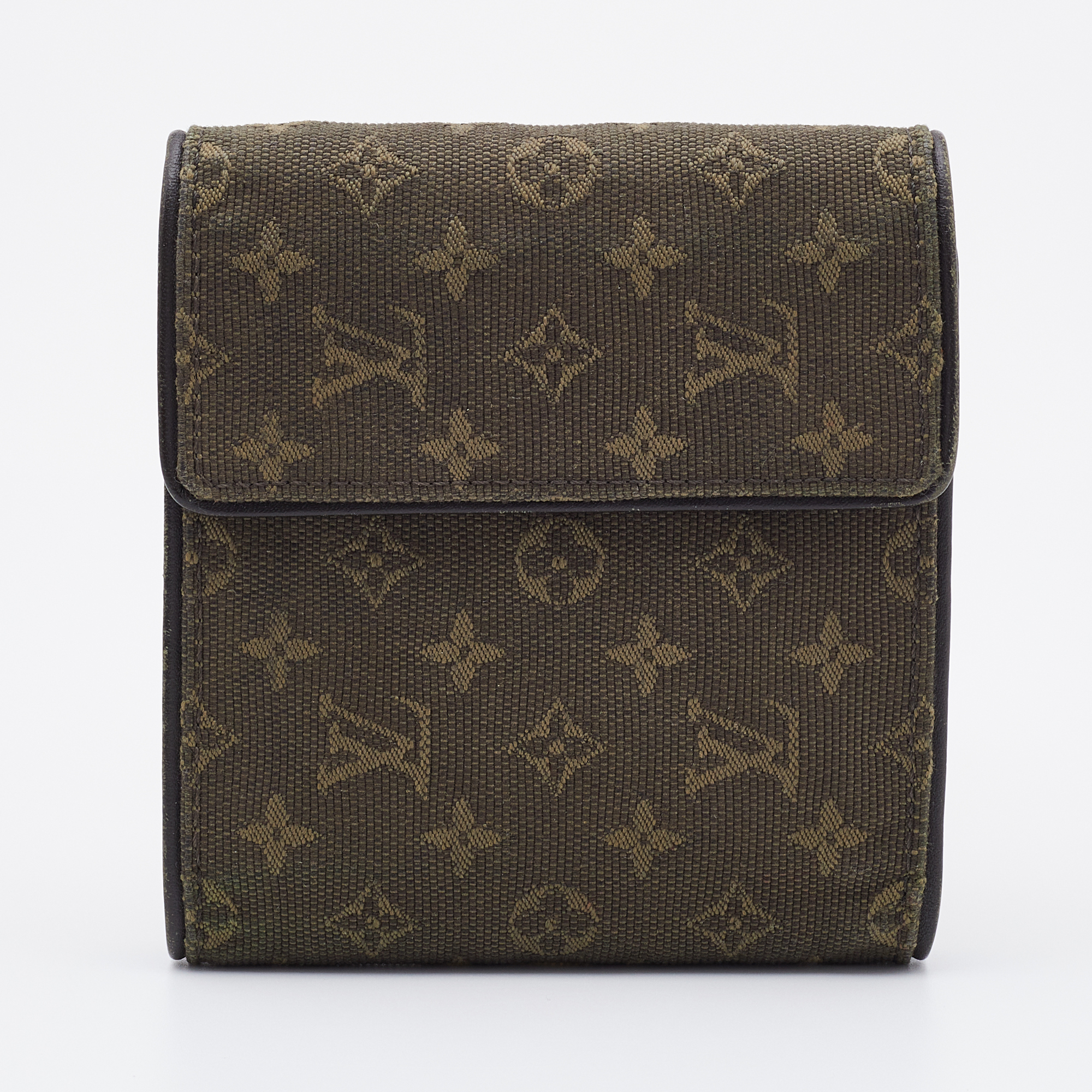 Louis Vuitton Green Monogram Mini Lin Compact Wallet - Yoogi's Closet