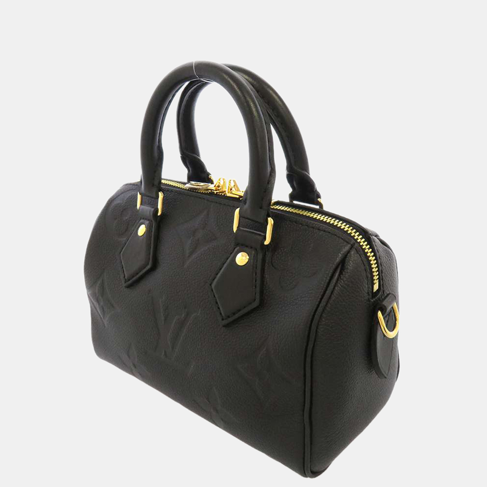 

Louis Vuitton Black Leather Monogram / Giant Empreinte Speedy 20 Bandouliere Satchel Bag