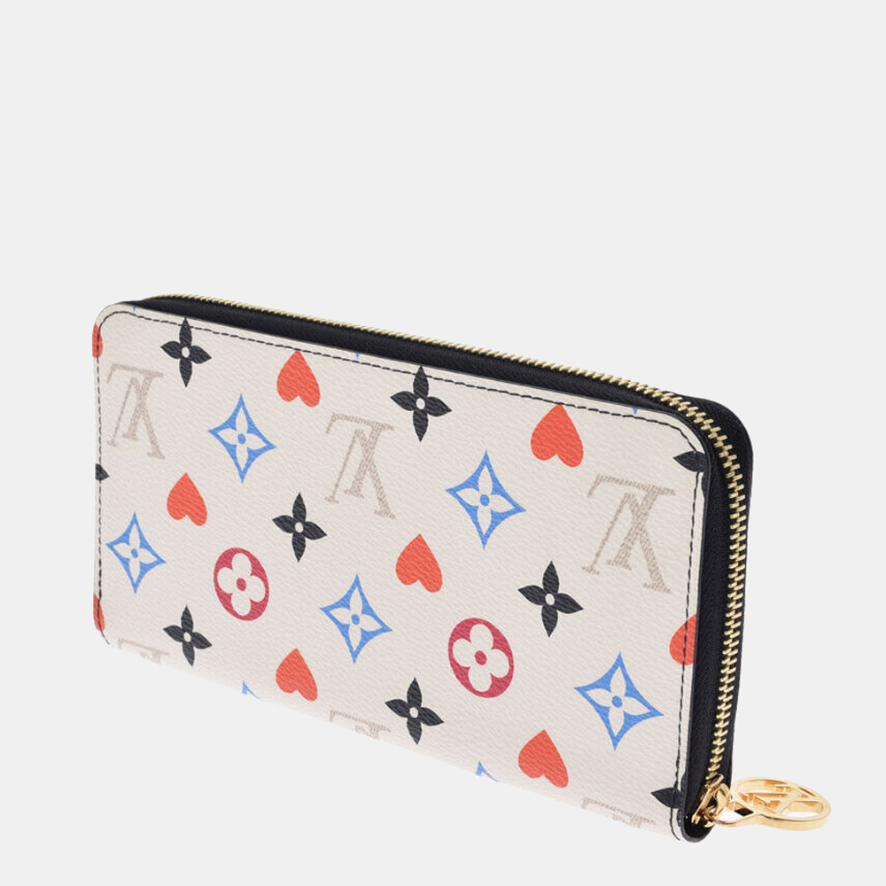 

Louis Vuitton White Canvas Monogram Game On Zippy Wallet