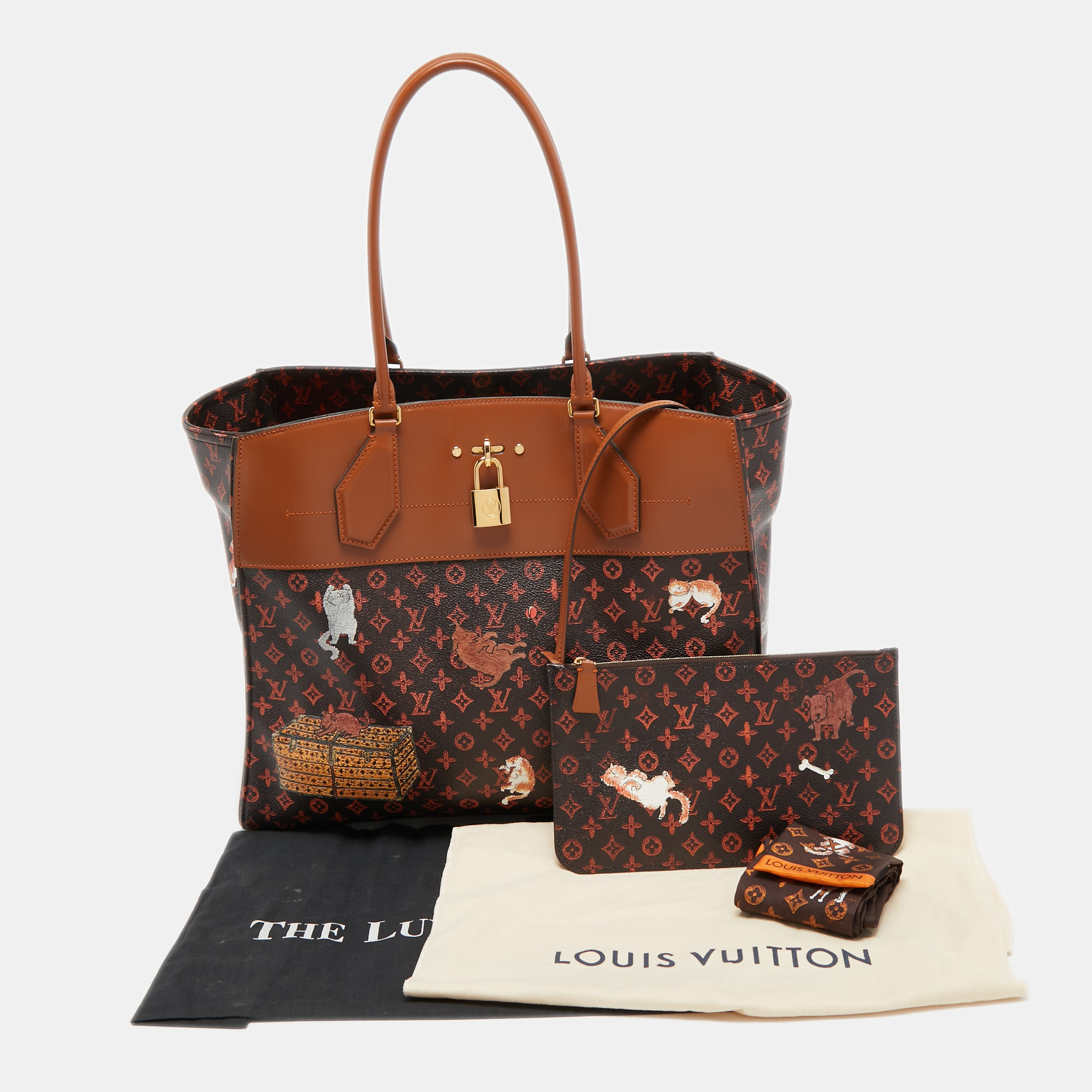 Louis Vuitton Catogram Coated Canvas City Steamer Cabas XXL Gold Hardware, 2018 (Very Good), Womens Handbag