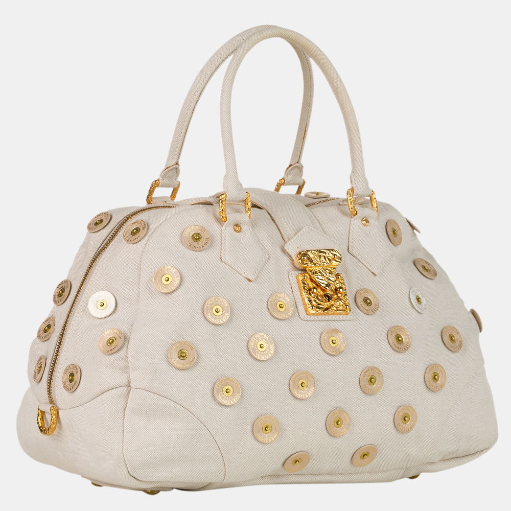 

Louis Vuitton Gold/White Polka Dots Panama Bowly