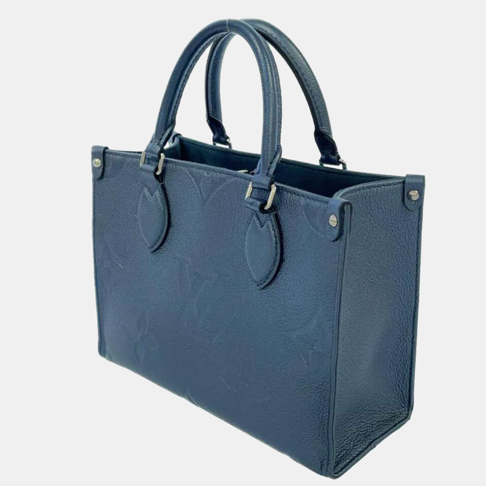 

Louis Vuitton Navy Blue Monogram Empreinte Leather On the go PM Bag