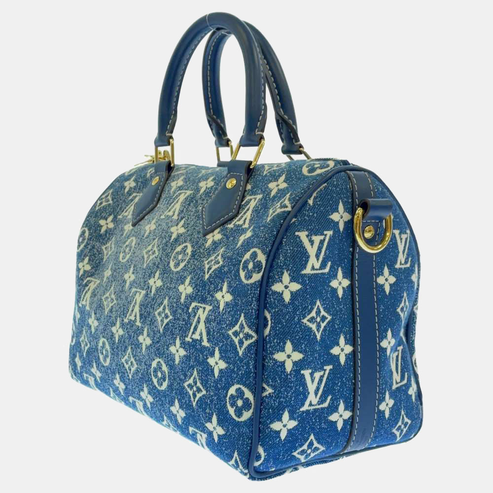 

Louis Vuitton blue Denim Monogram Speedy Bandouliere 25 Bag