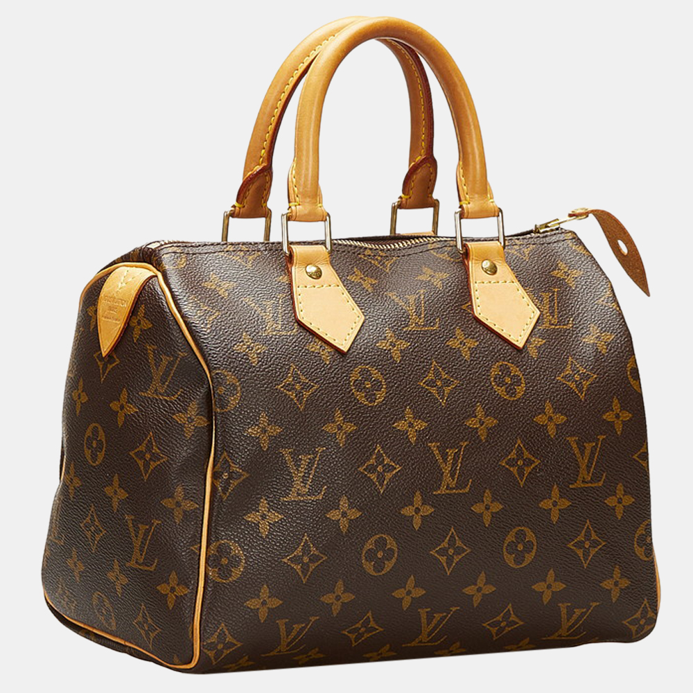 

Louis Vuitton Brown Monogram Canvas Leather Speedy 25 Satchel Bag