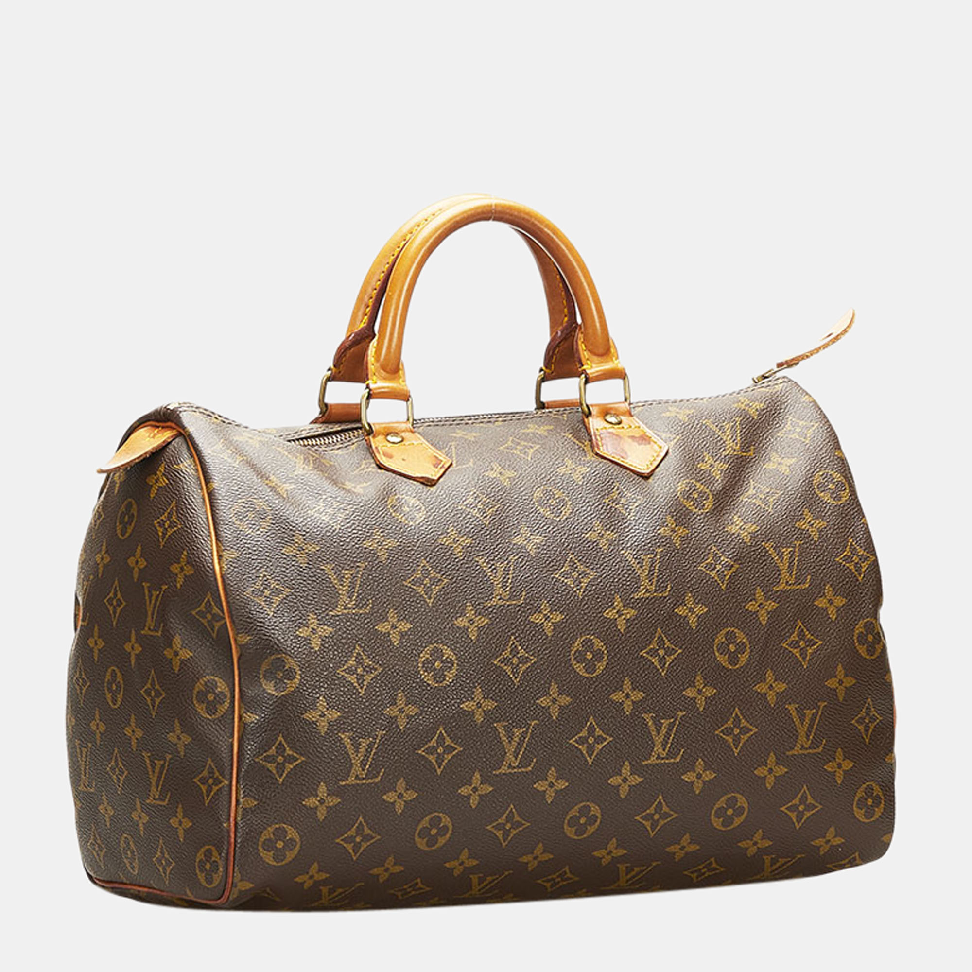 

Louis Vuitton Brown Canvas Monogram Speedy 35 Satchel Bag