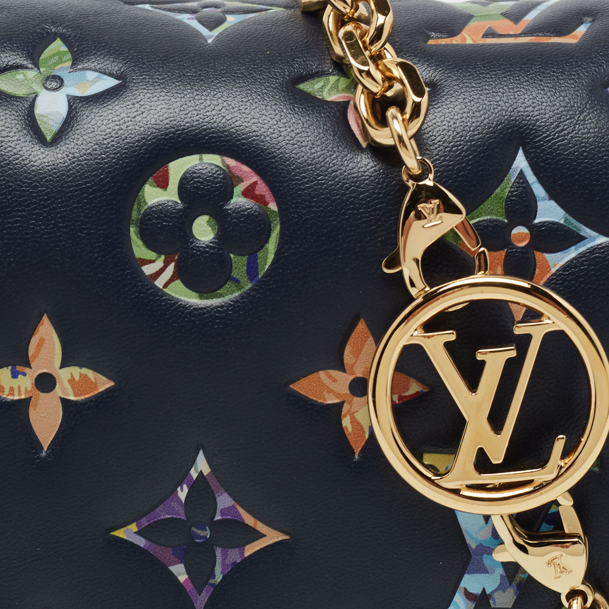 Louis Vuitton Navy Blue Garden Monogram Embossed Leather Coussin