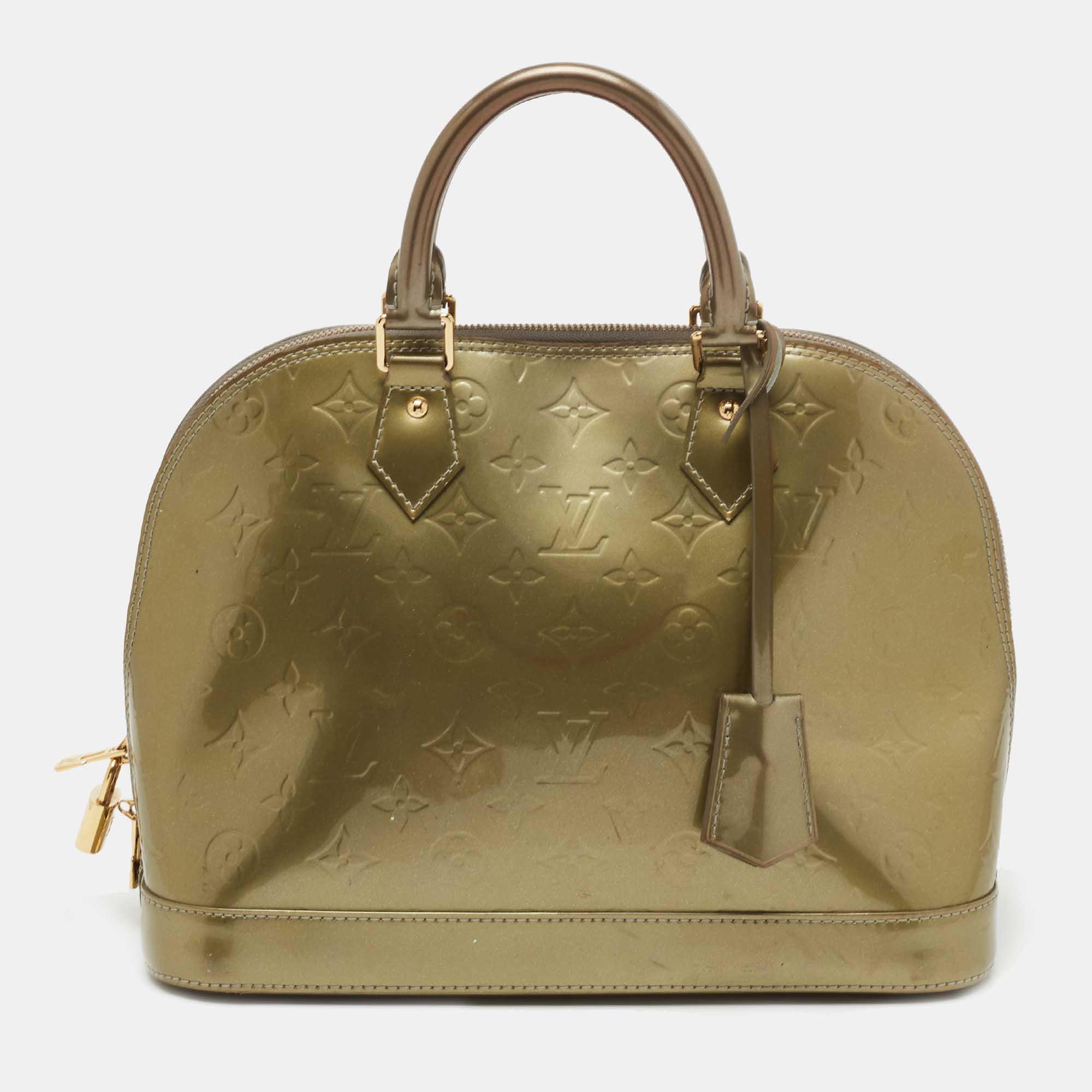 Louis Vuitton, Bags, Louis Vuitton Vernis Alma Pm Hand Bag Purse Green Lv