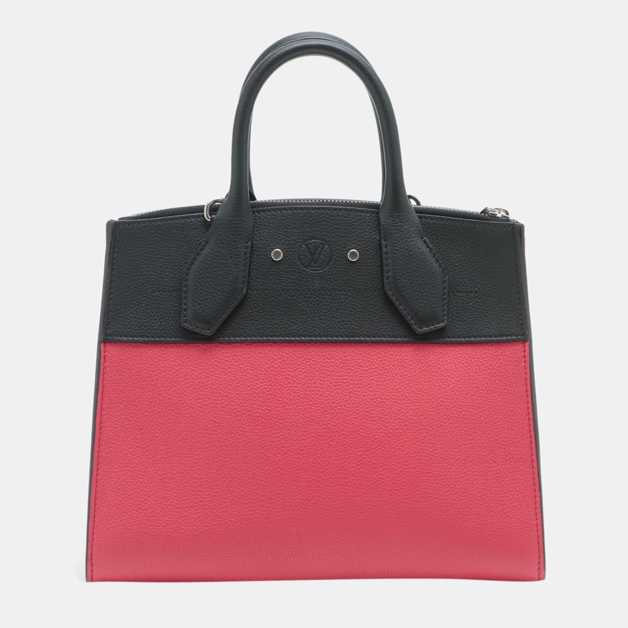 

Louis Vuitton Black/Red Leather City Steamer Satchel Bag
