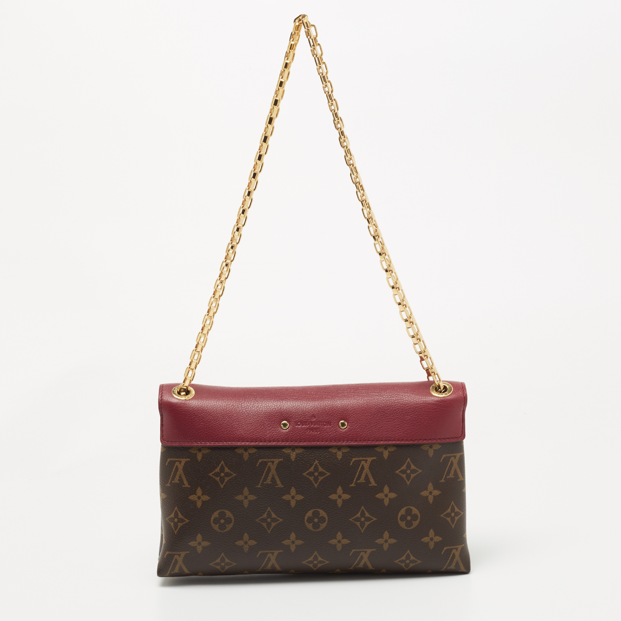 Aurore Leather and Ebene Monogram Coated Canvas Pallas Chain Bag Gold  Hardware, 2014