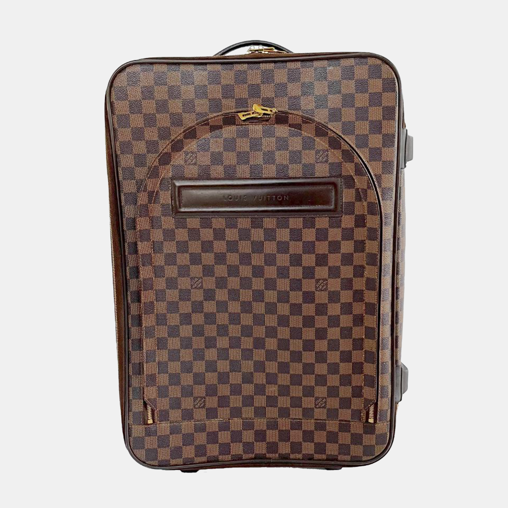 Pre-owned Louis Vuitton Damier Leather Trolley With Front Pocket Suitcase In Brown