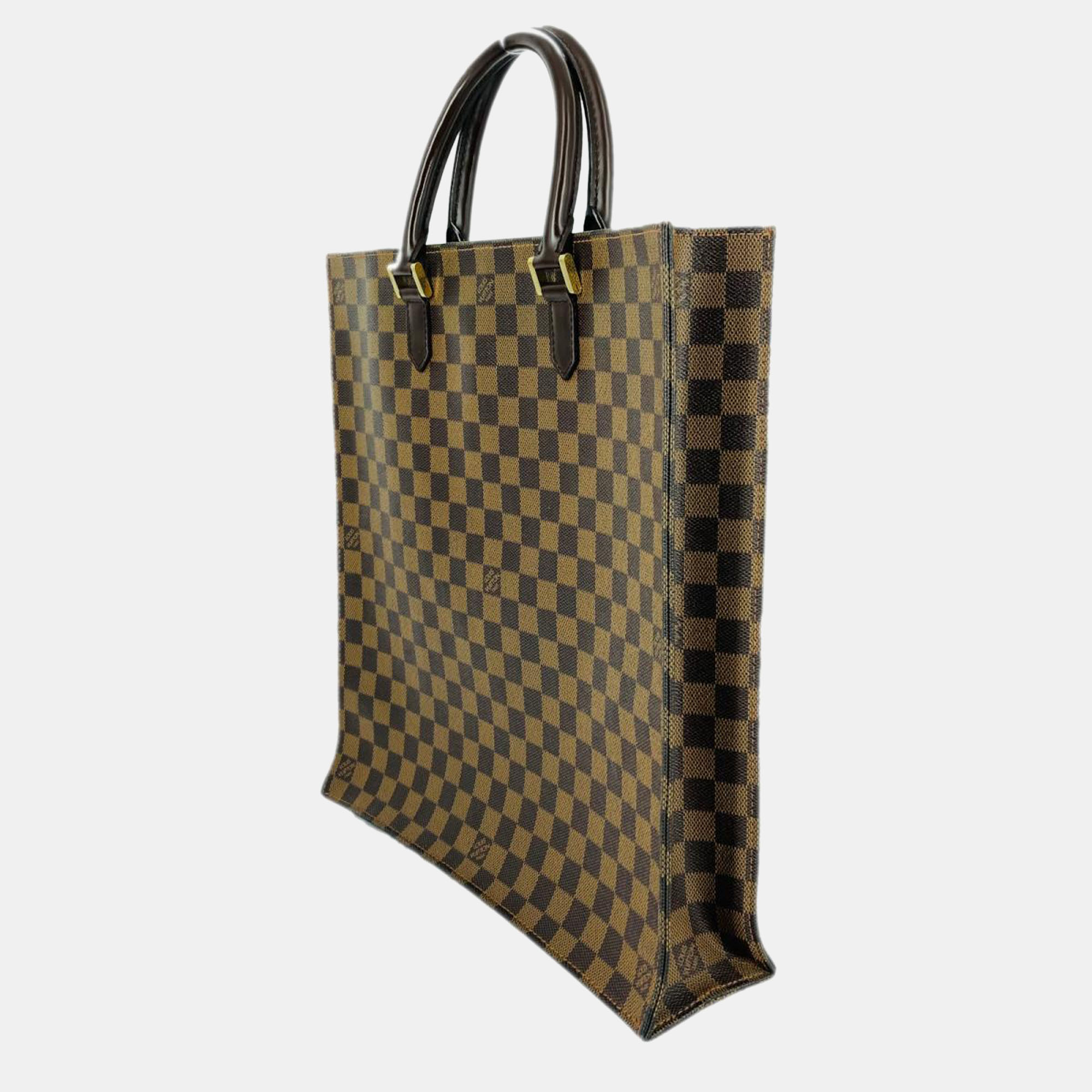 

Louis Vuitton Brown Canvas Damier Ebene Sac Plat Tote Bag