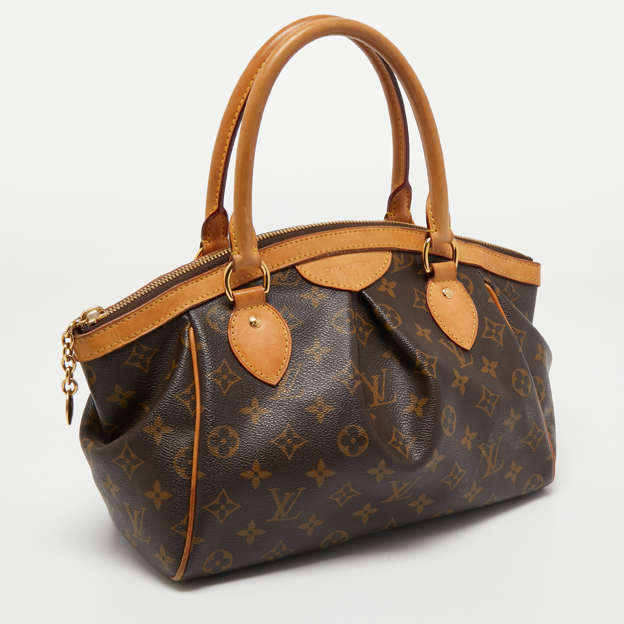 Louis Vuitton, Bags, Authentic Louis Vuitton Handbag M443 Brown Monogram  Canvas Monogram Tivoli Pm