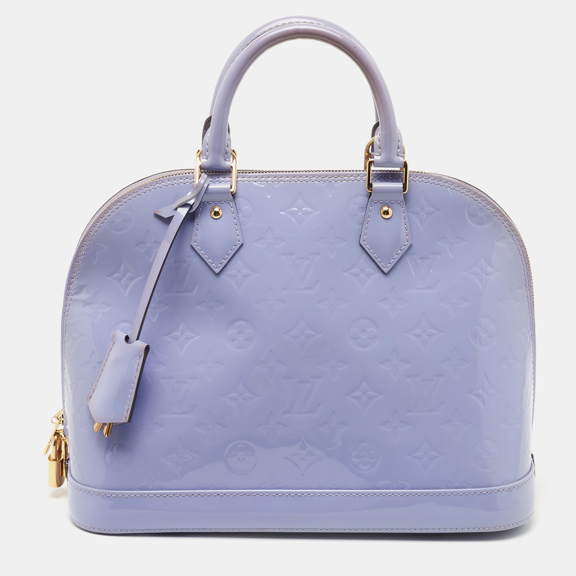 Pre-owned Louis Vuitton Lilac Monogram Vernis Leather Alma Pm Bag In Purple