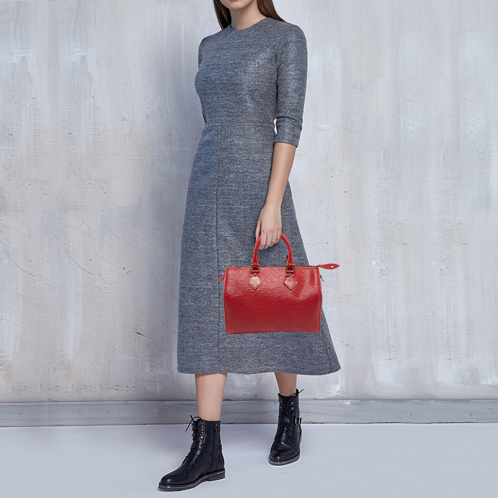 

Louis Vuitton Red Epi Leather Speedy 25 Bag