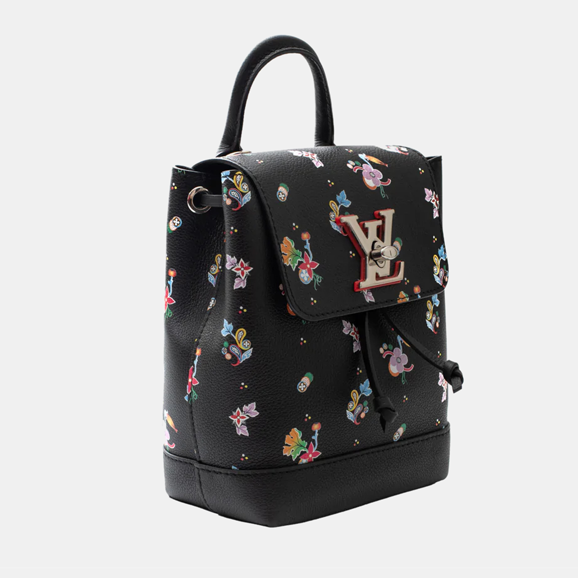 

Louis Vuitton Black Leather Floral Printed Lockme Backpack