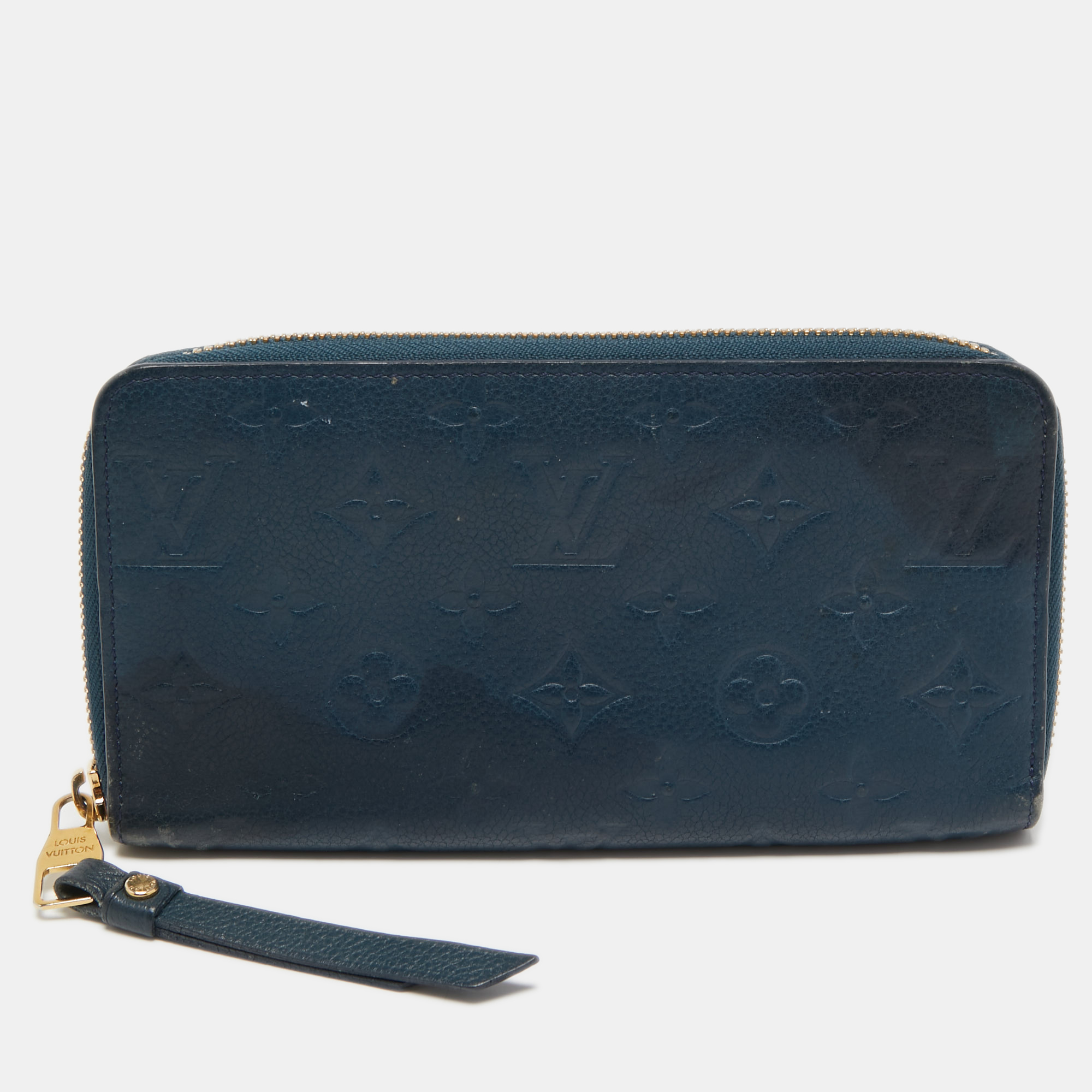 Pre-owned Louis Vuitton Orage Monogram Empreinte Leather Zippy Wallet In Blue