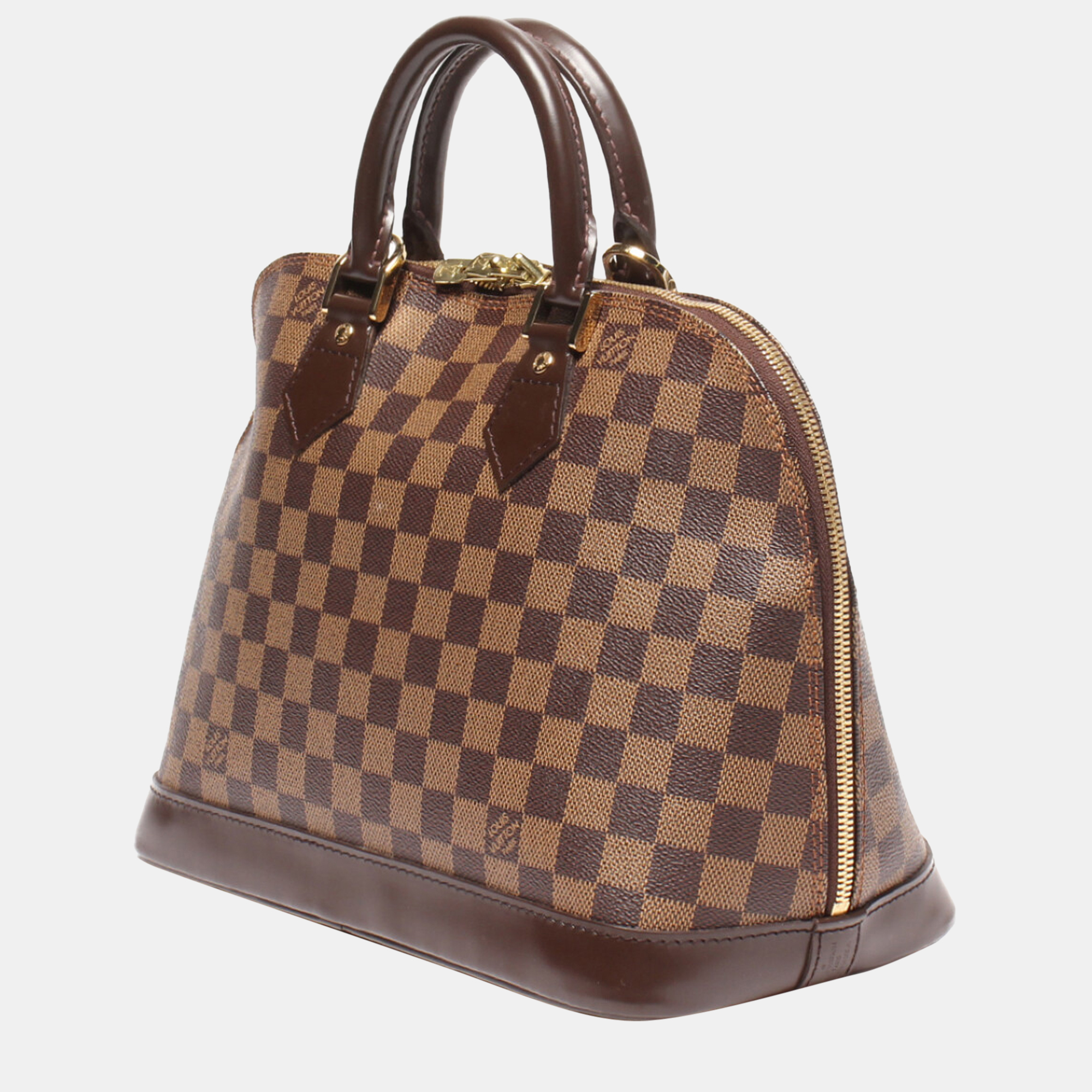 

Louis Vuitton Brown Leather Damier Ebene Alma PM Satchel Bag