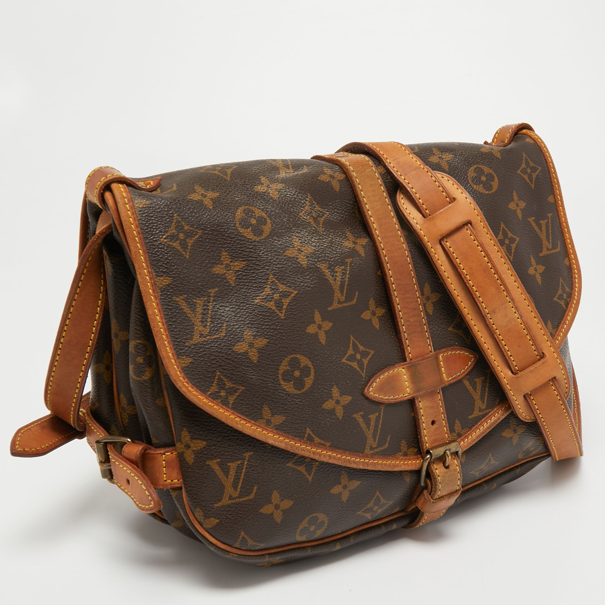 Louis Vuitton Saumur Handbag Monogram Canvas 30 Brown 2410231