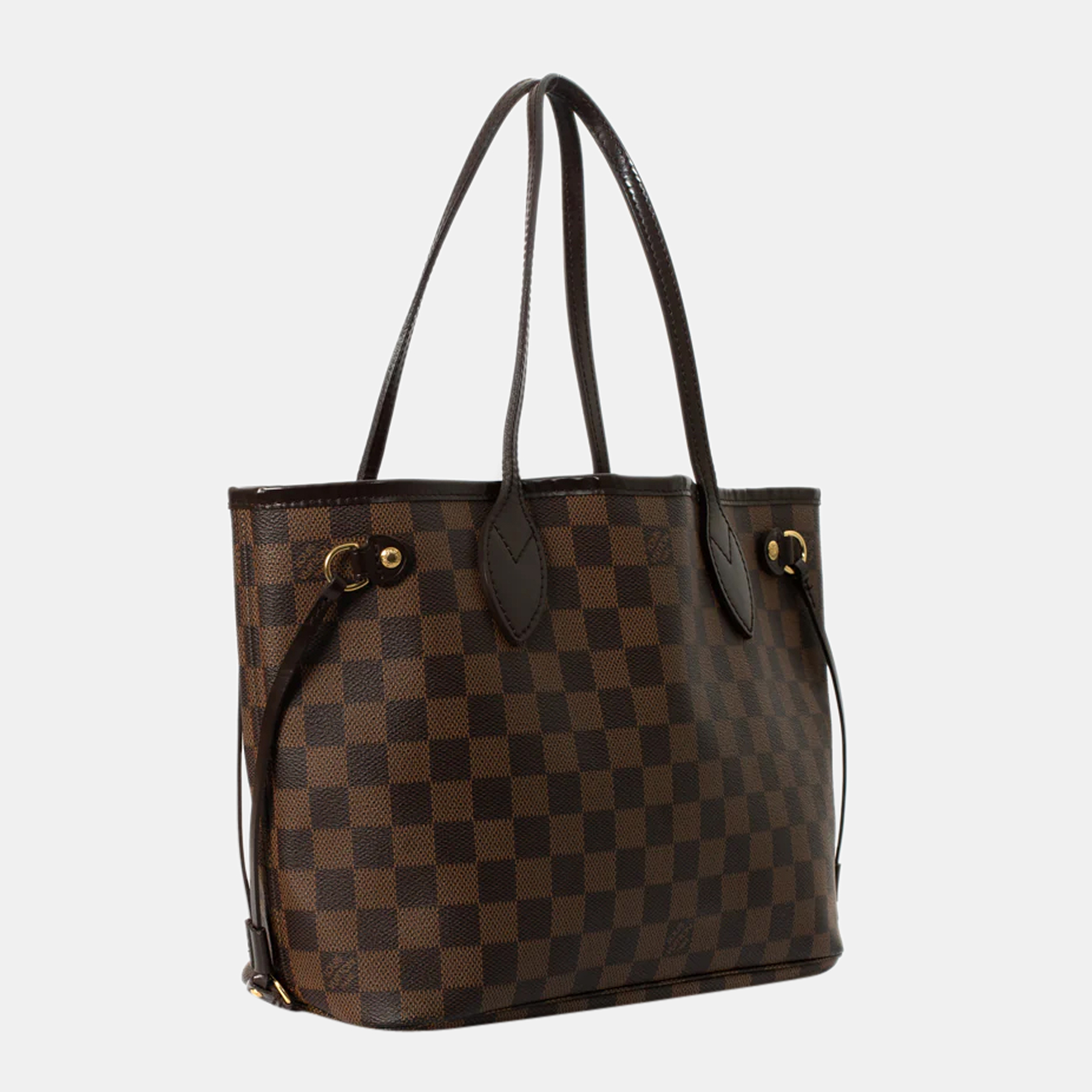 

Louis Vuitton Brown Canvas Leather Damier Ebene Neverfull PM Tote Bag