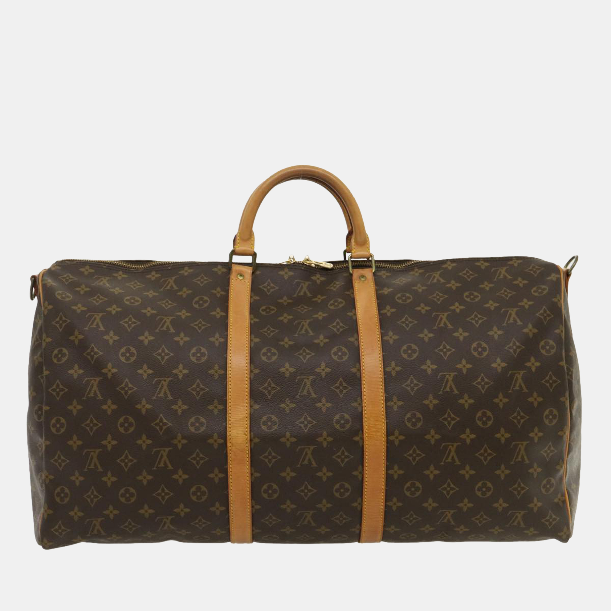 

Louis Vuitton Canvas  Keepall Bandouliere Duffel Bags, Brown