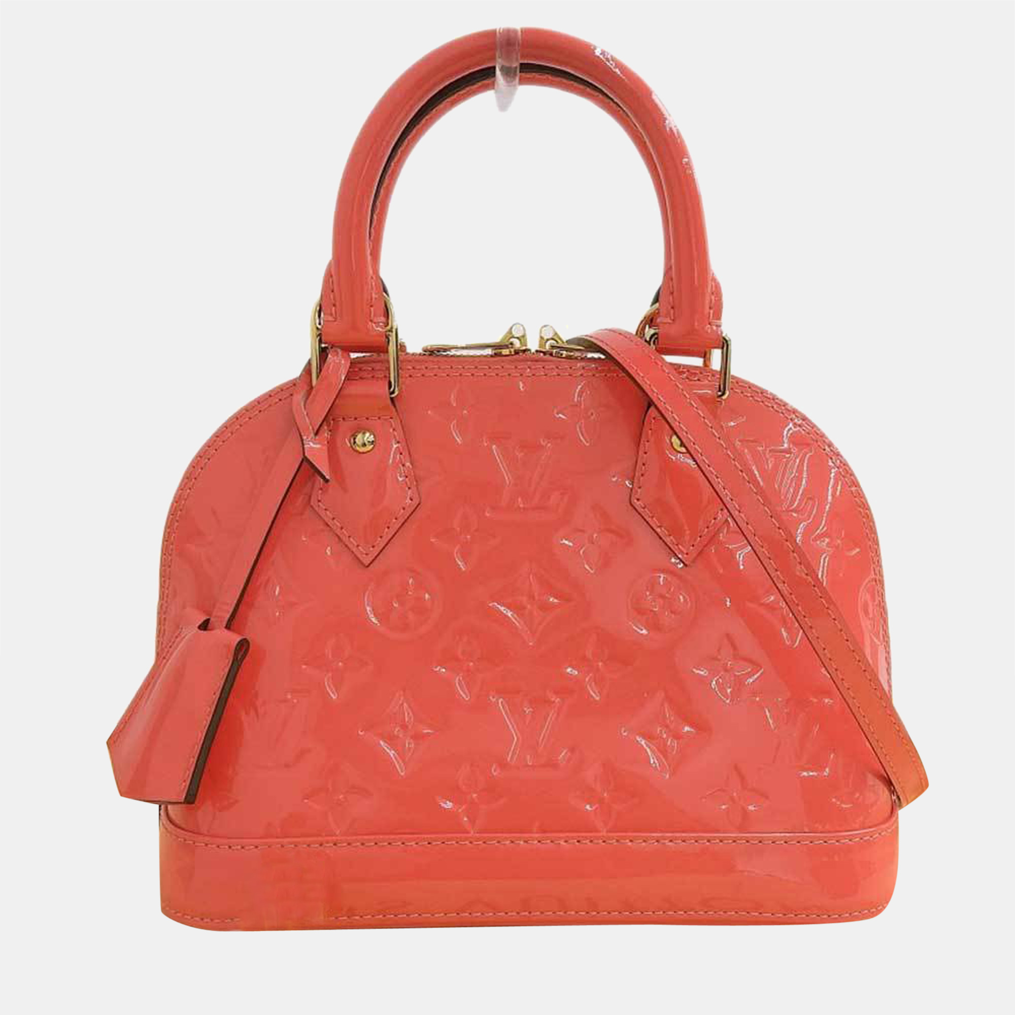 Pre-owned Louis Vuitton Orange Monogram Vernis Alma Bb Bag