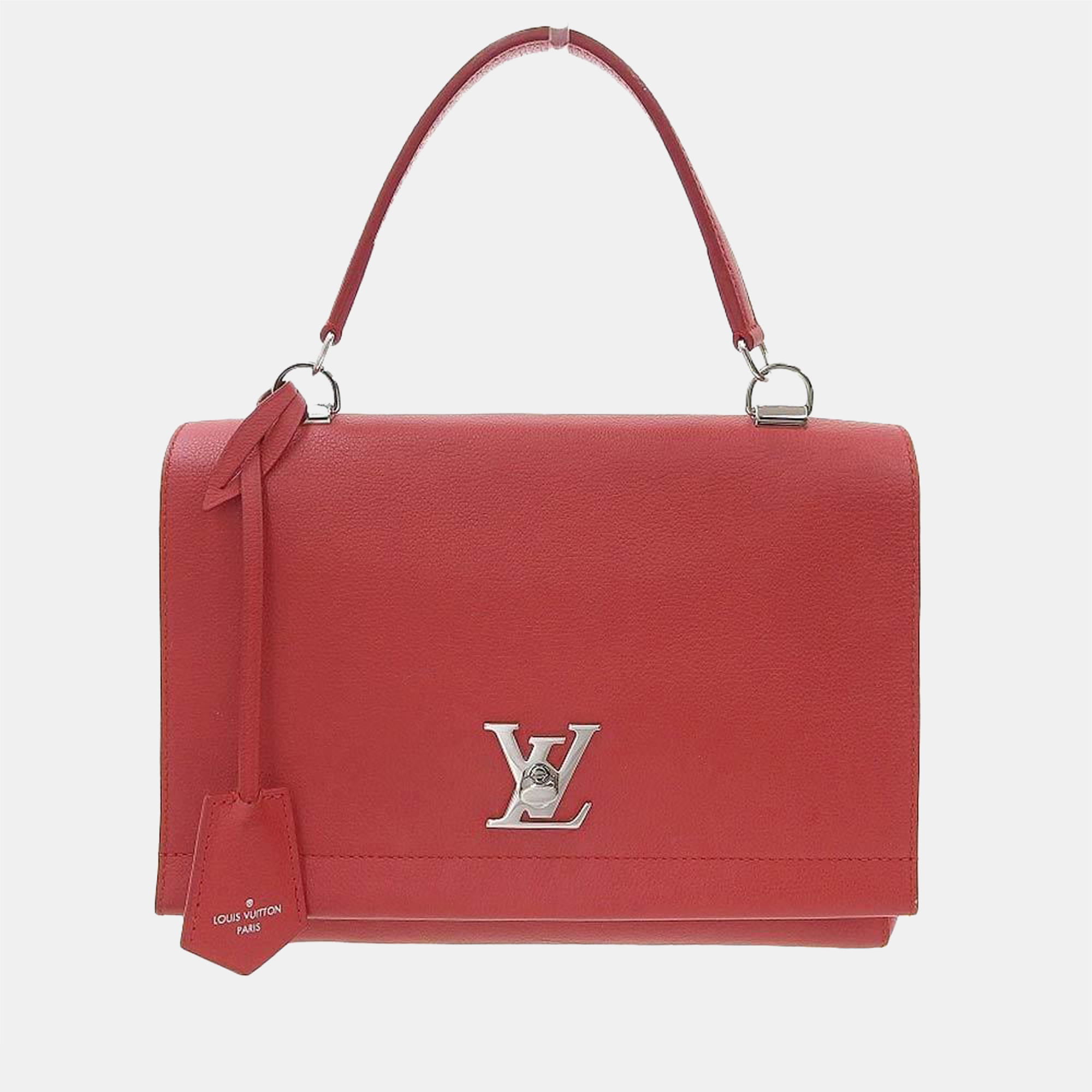 

Louis Vuitton Ruby Red Leather Lockme II Top Handle Bag