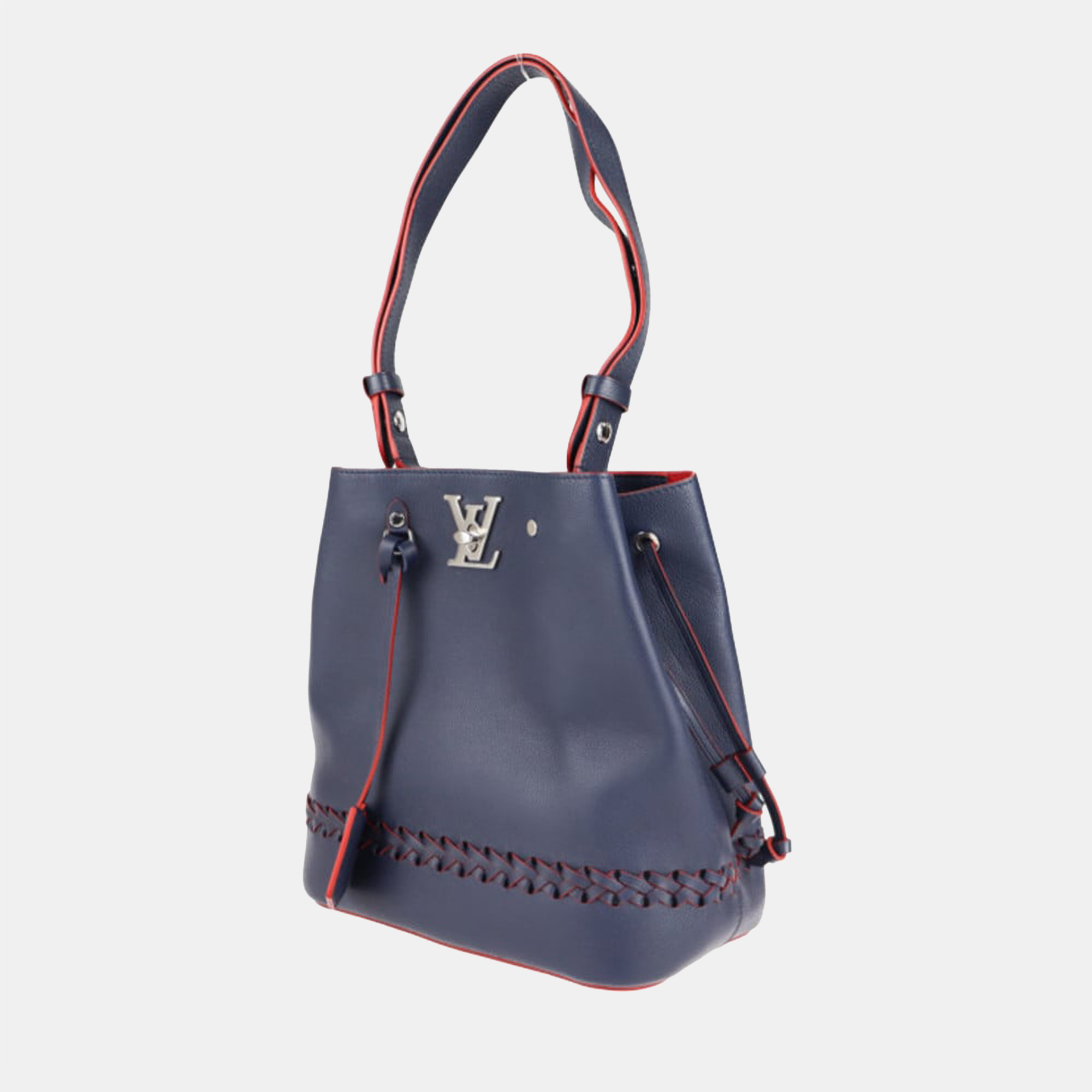 

Louis Vuitton Blue/Red Leather Lockme Braided Bucket Shoulder Bag