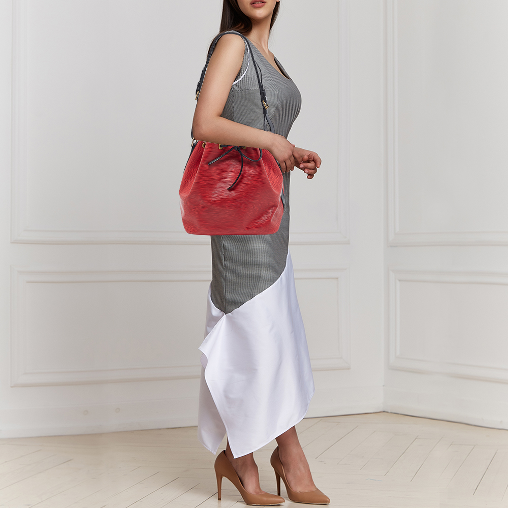 

Louis Vuitton Red Castilian/Black Epi Leather Petit Noe Bag