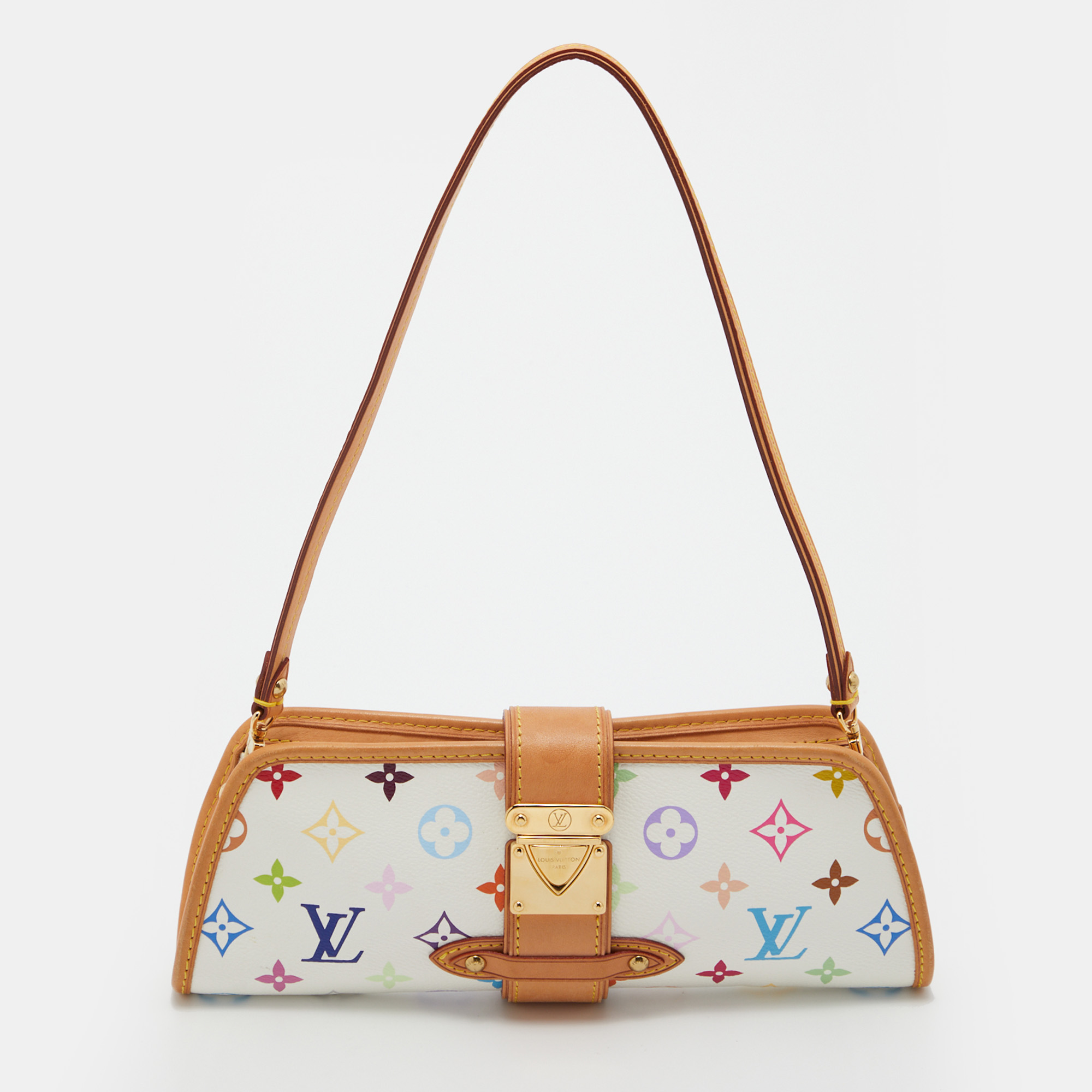 Pre Owned Louis Vuitton White Monogram Multicolore Canvas Shirley Bag