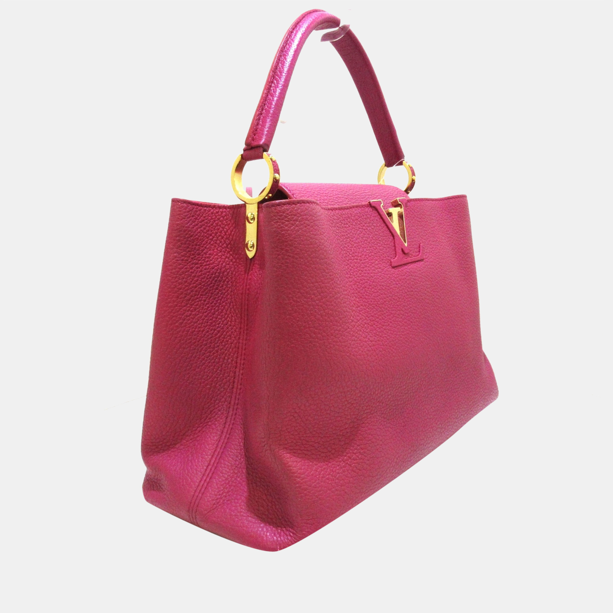 

Louis Vuitton Pink Leather Capucines PM Top Handle Bag