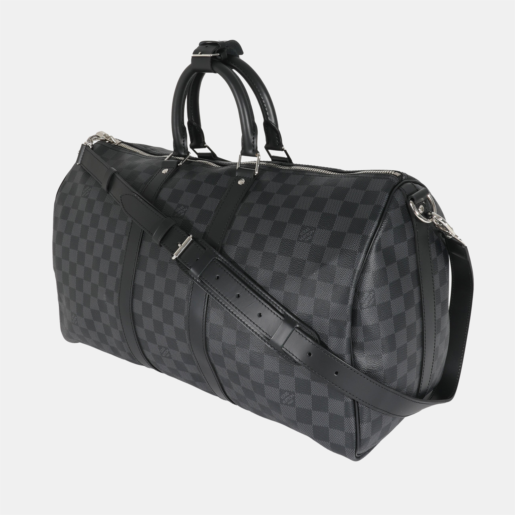 

Louis Vuitton Black Canvas Graphite Keepall Bandouliere 45 Duffel Bag