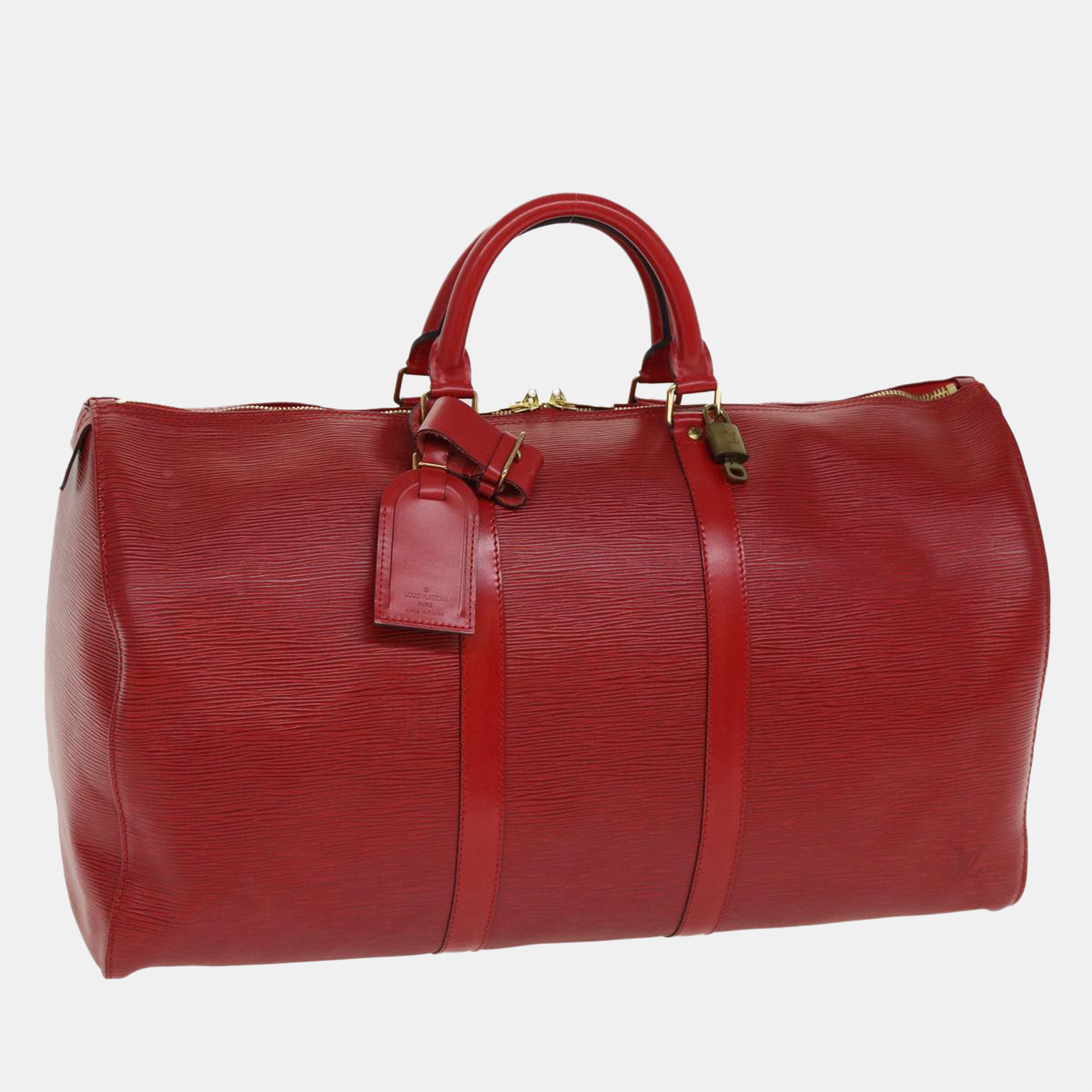 Louis Vuitton Red Epi Leather Keepall 50 Duffel Bag Louis Vuitton The