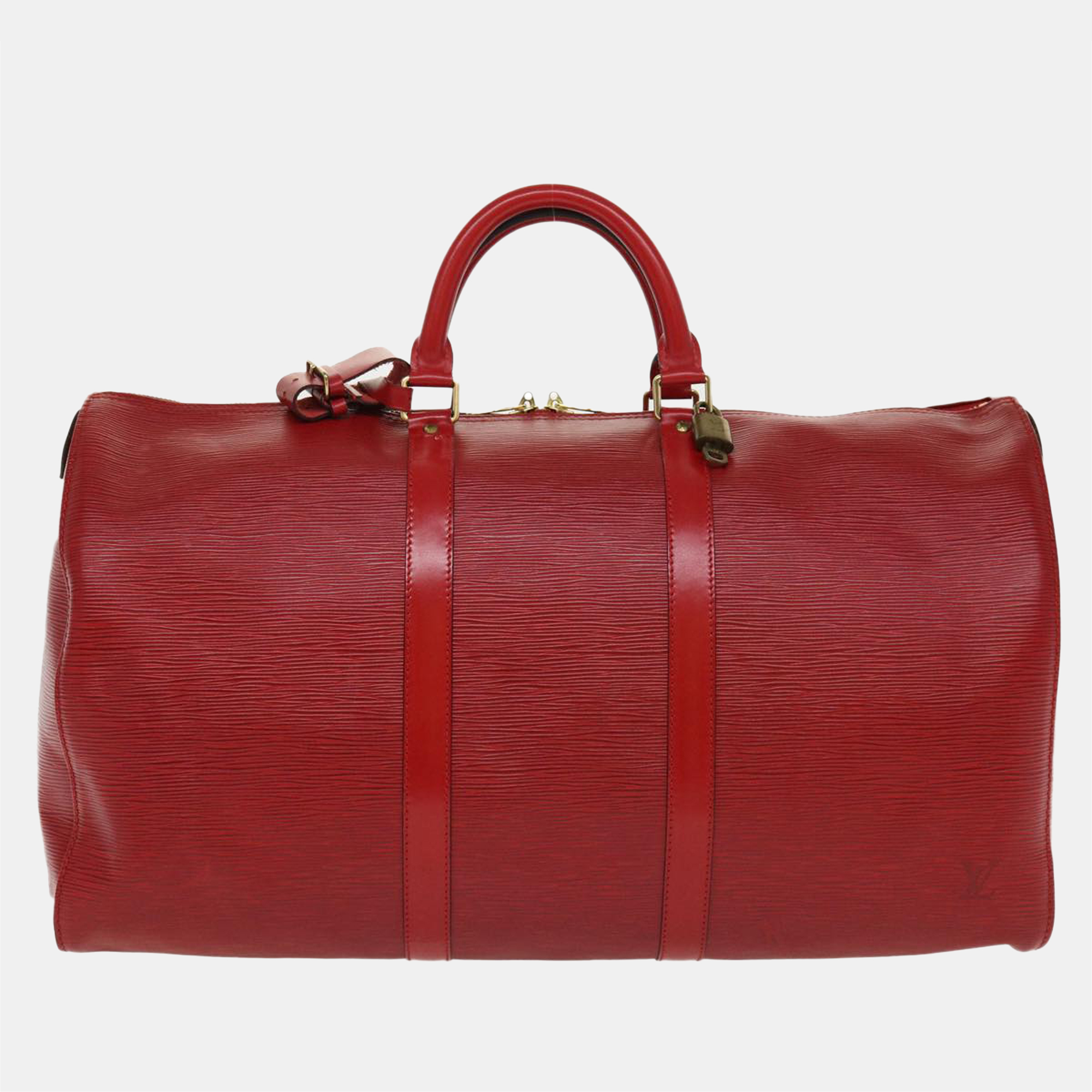 

Louis Vuitton Red Epi Leather Keepall 50 Duffel Bag