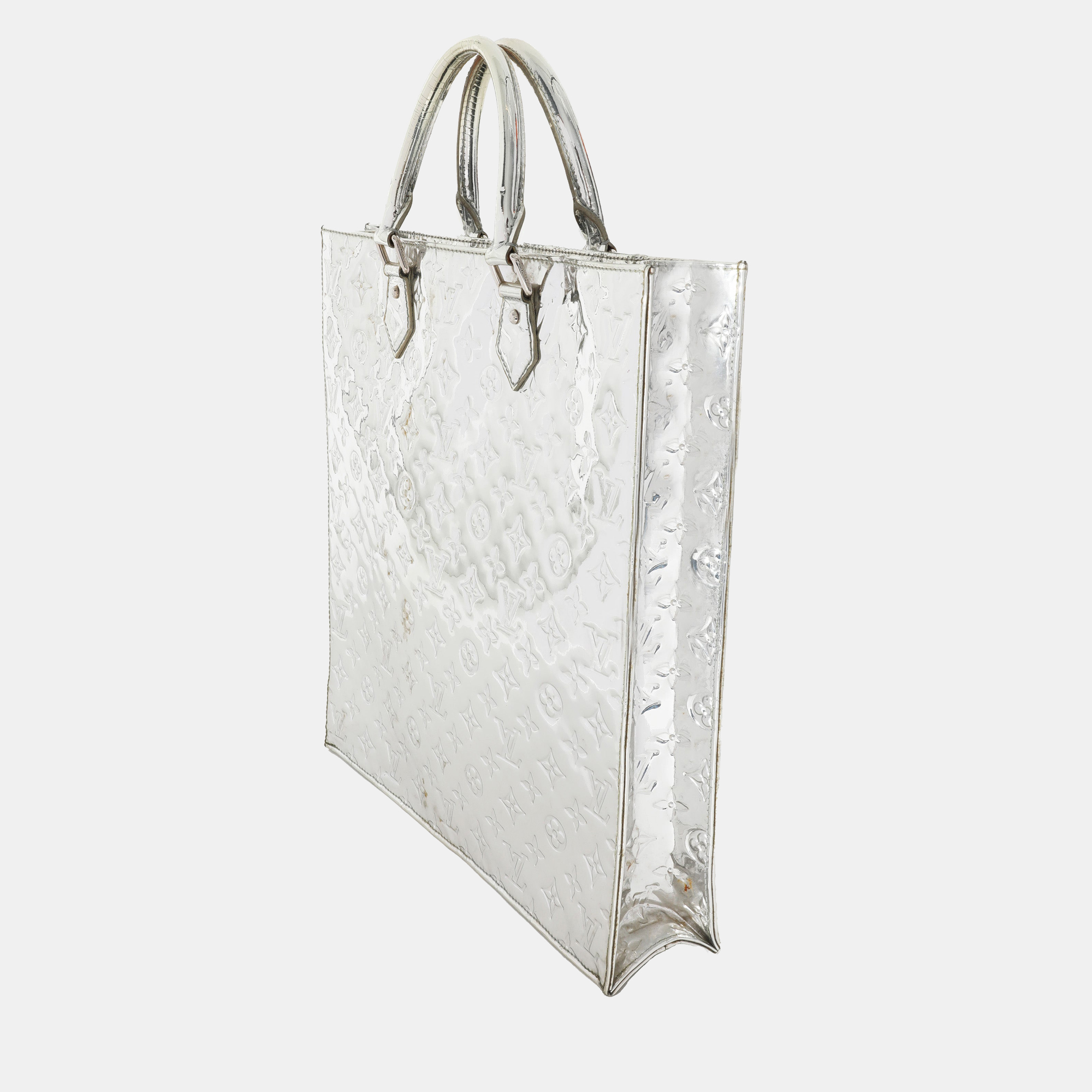 

Louis Vuitton Silver Patent Leather Monogram Mirror Sac Plat Tote Bag