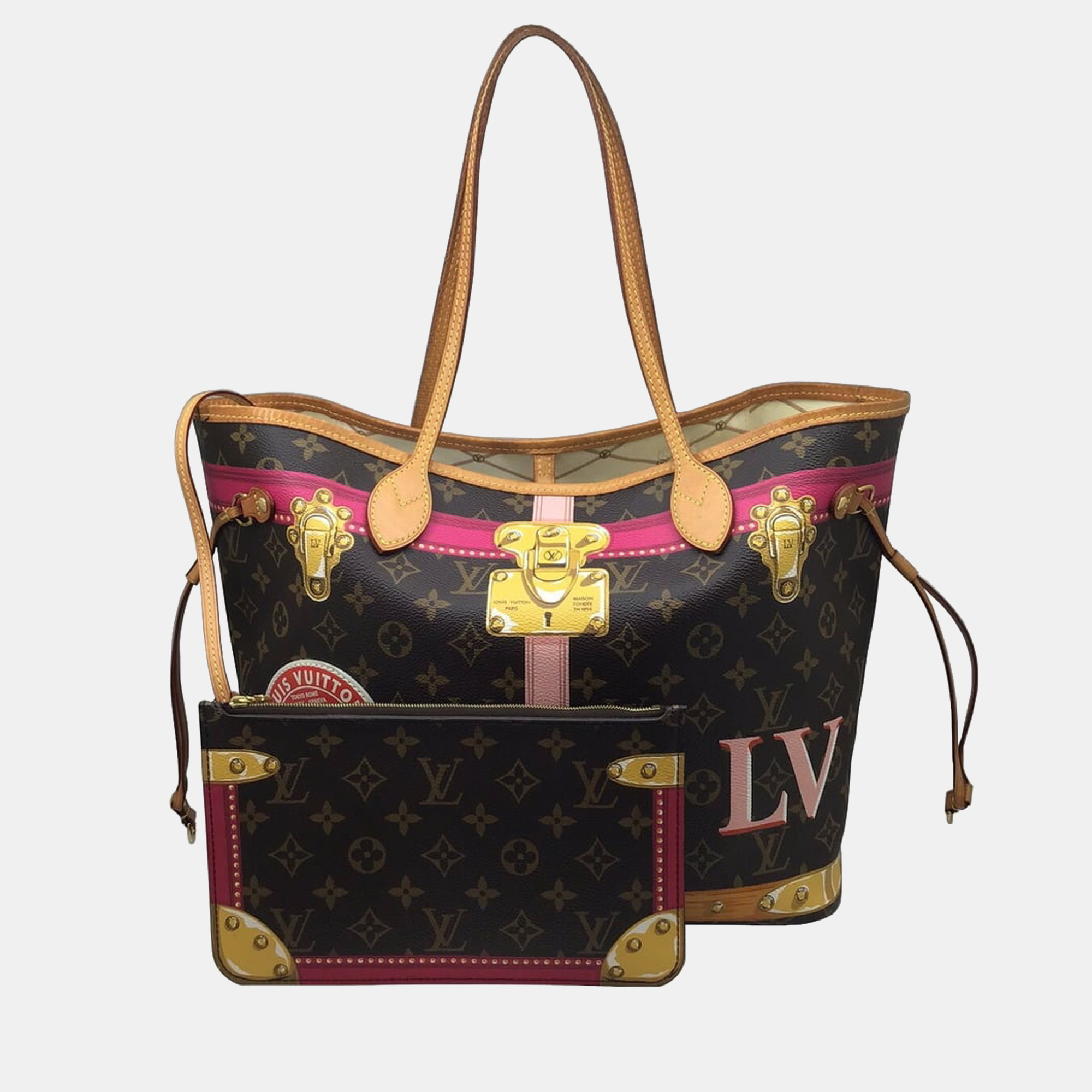 Pre-owned Louis Vuitton Brown Monogram Canvas Neverfull Summer