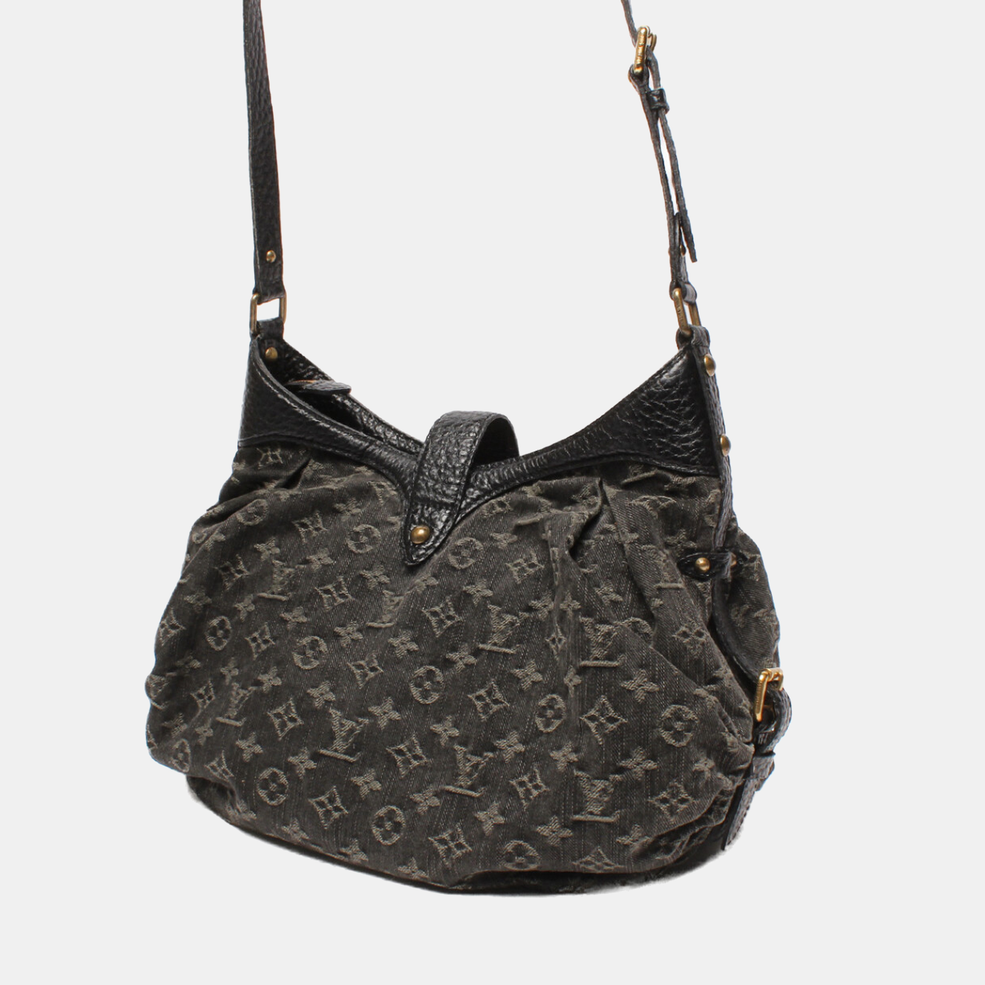 

Louis Vuitton Black Denim Leather Mahina Shoulder Bag