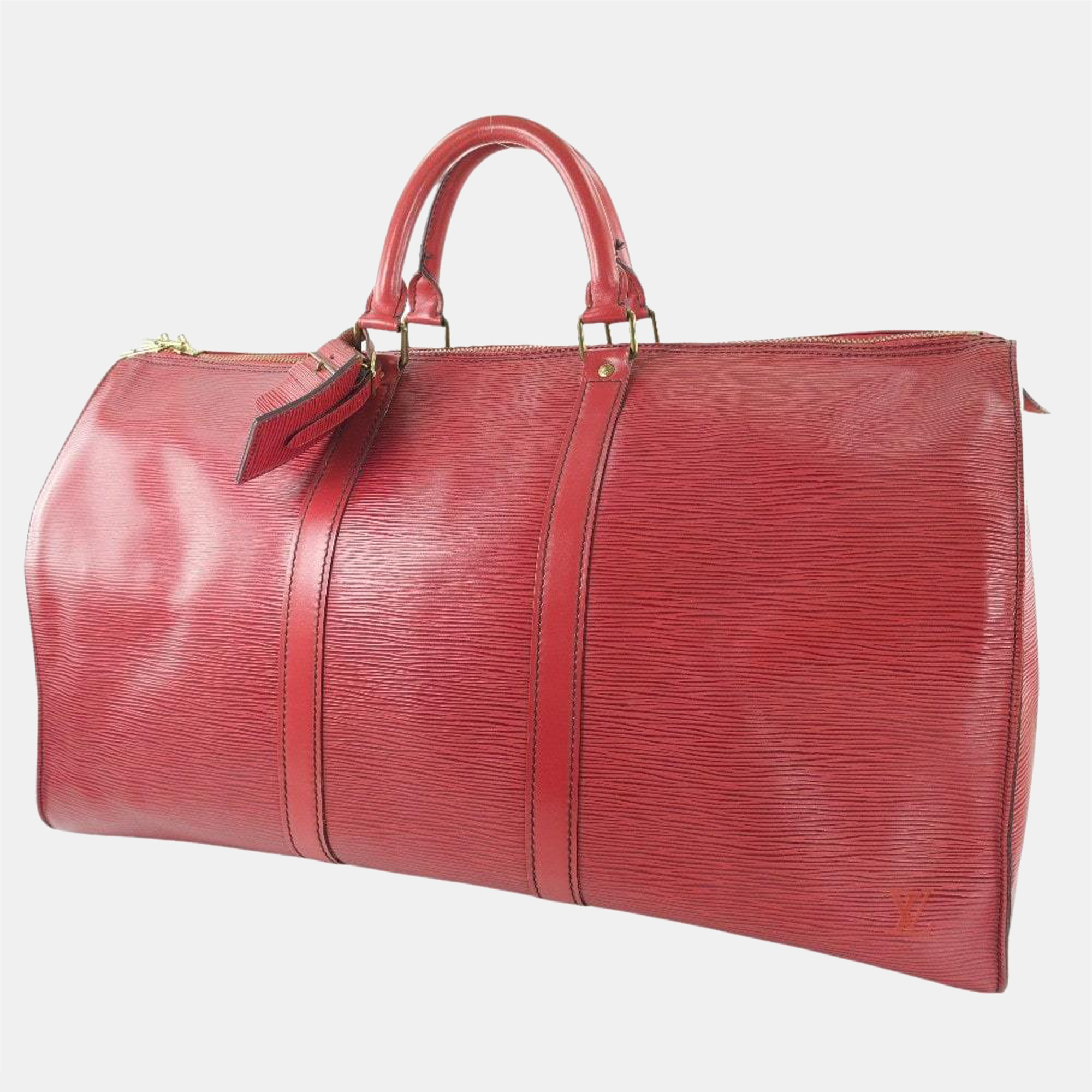 

Louis Vuitton Red Epi Leather Keepall 50 Duffel Bag