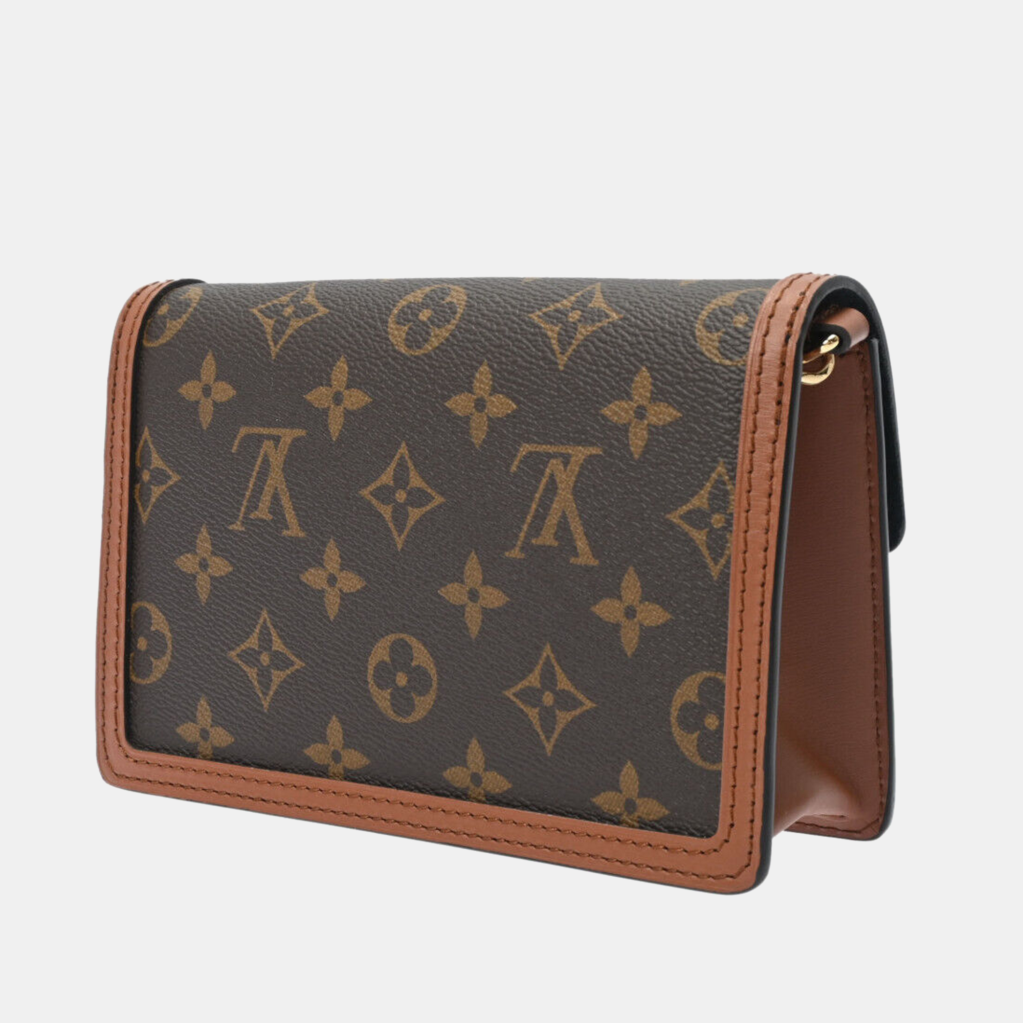 

Louis Vuitton Brown Reverse Monogram Dauphine MM Clutch on chain Bag