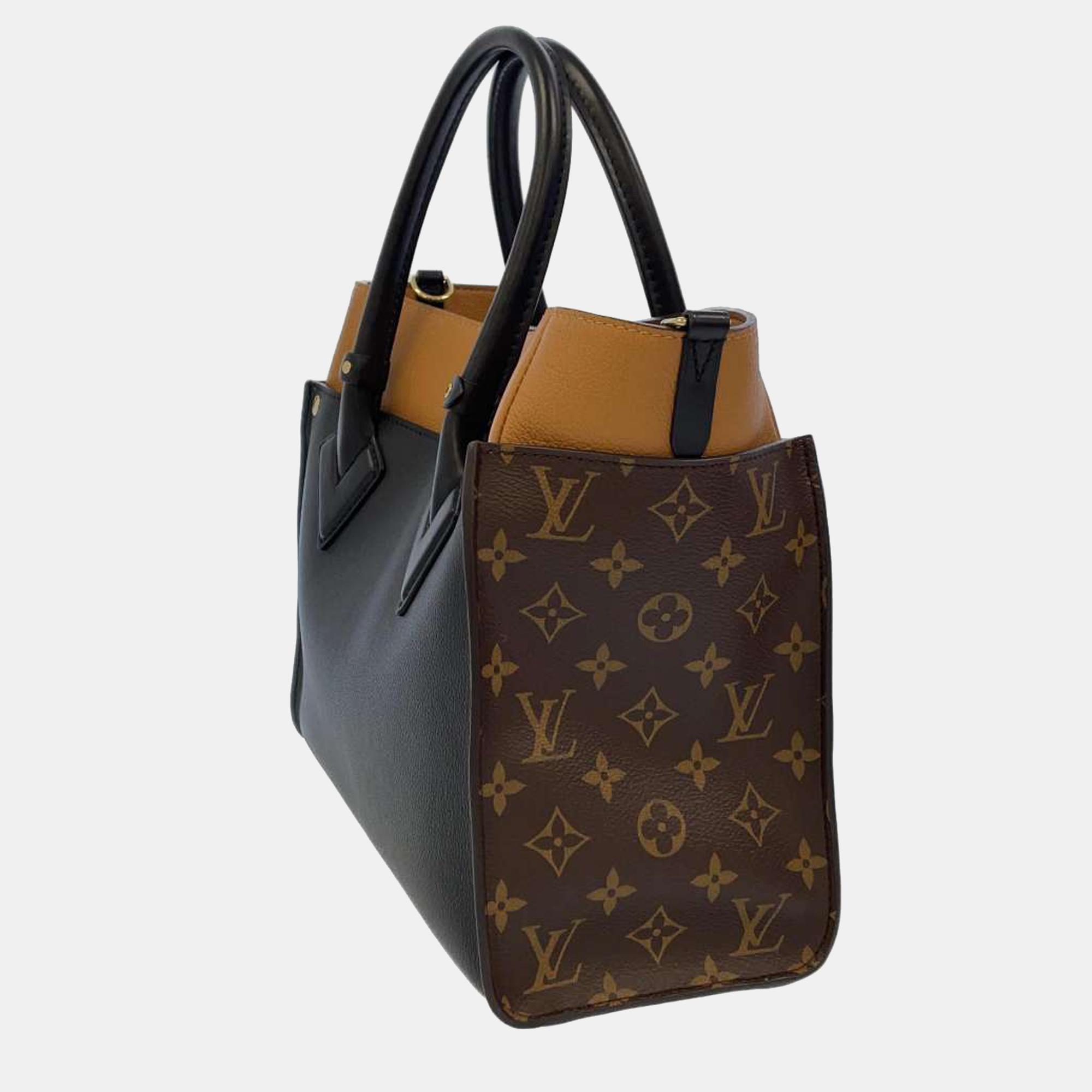 

Louis Vuitton Monogram Canvas and Leather On My Side Size MM Bag, Black