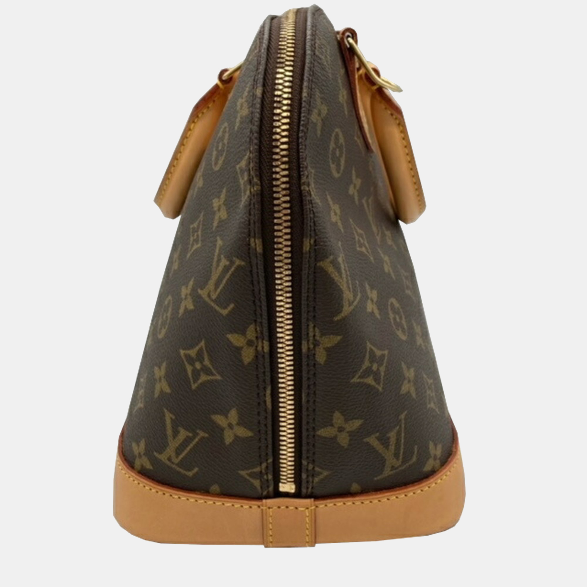 

Louis Vuitton Brown Leather Canvas Monogram Alma PM Satchel Bag