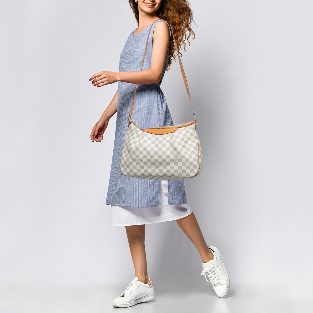 

Louis Vuitton Damier Azur Canvas and Leather Siracusa MM Bag, White