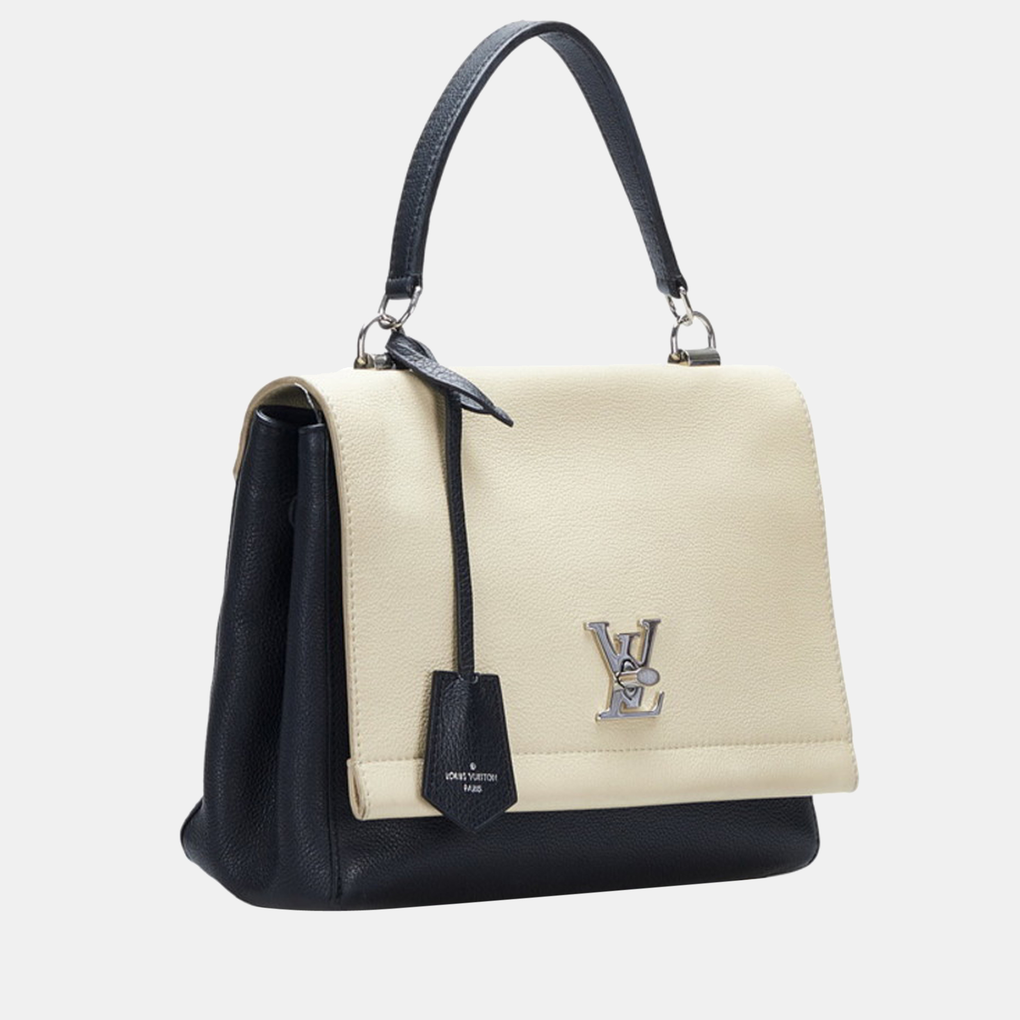 

Louis Vuitton Black/White Leather Lockme II Top Handle Bag