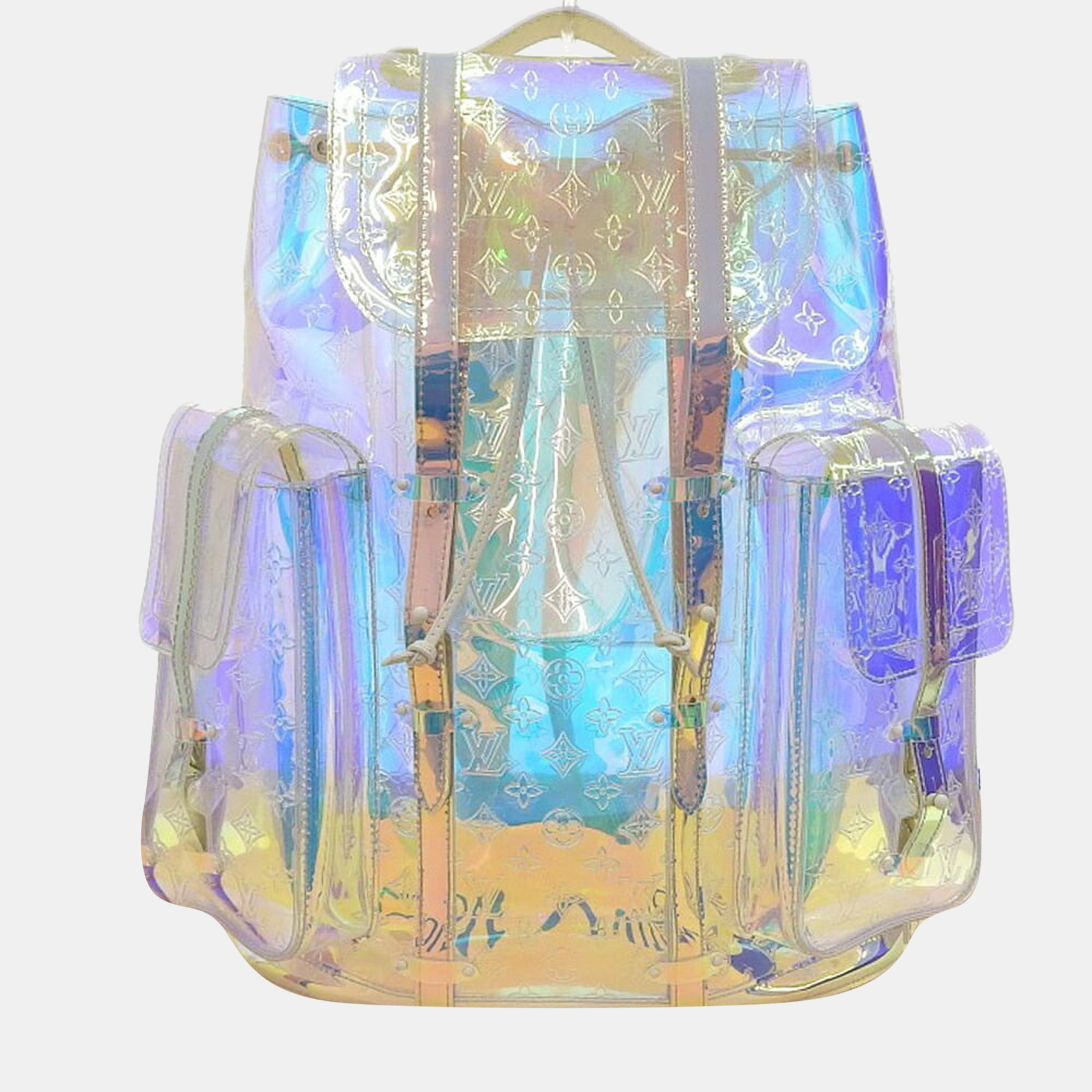 Pre-owned Louis Vuitton Transparent Monogram Prism Christopher Gm Backpack