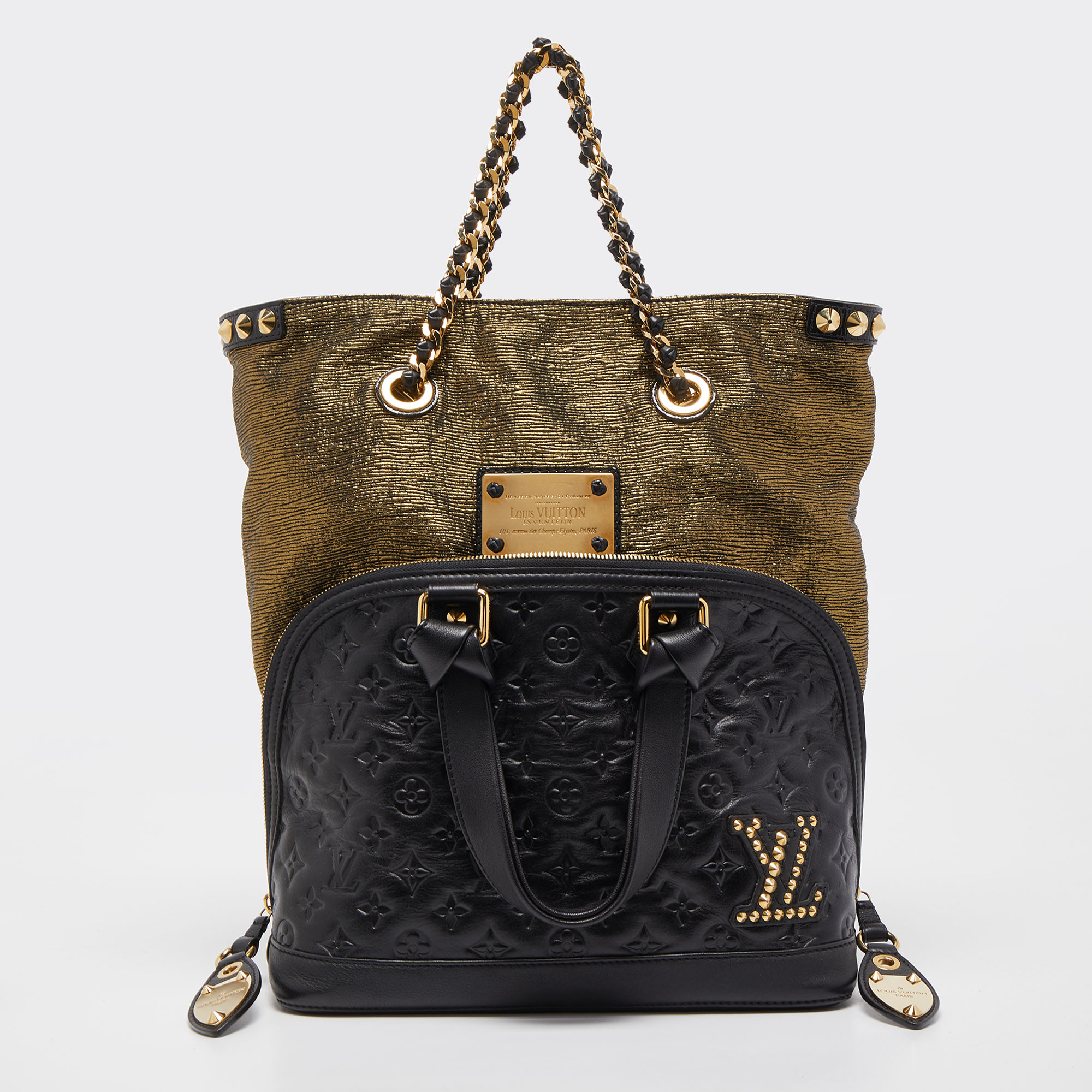 

Louis Vuitton Black Monogram Leather Double Jeu Neo Alma Bag