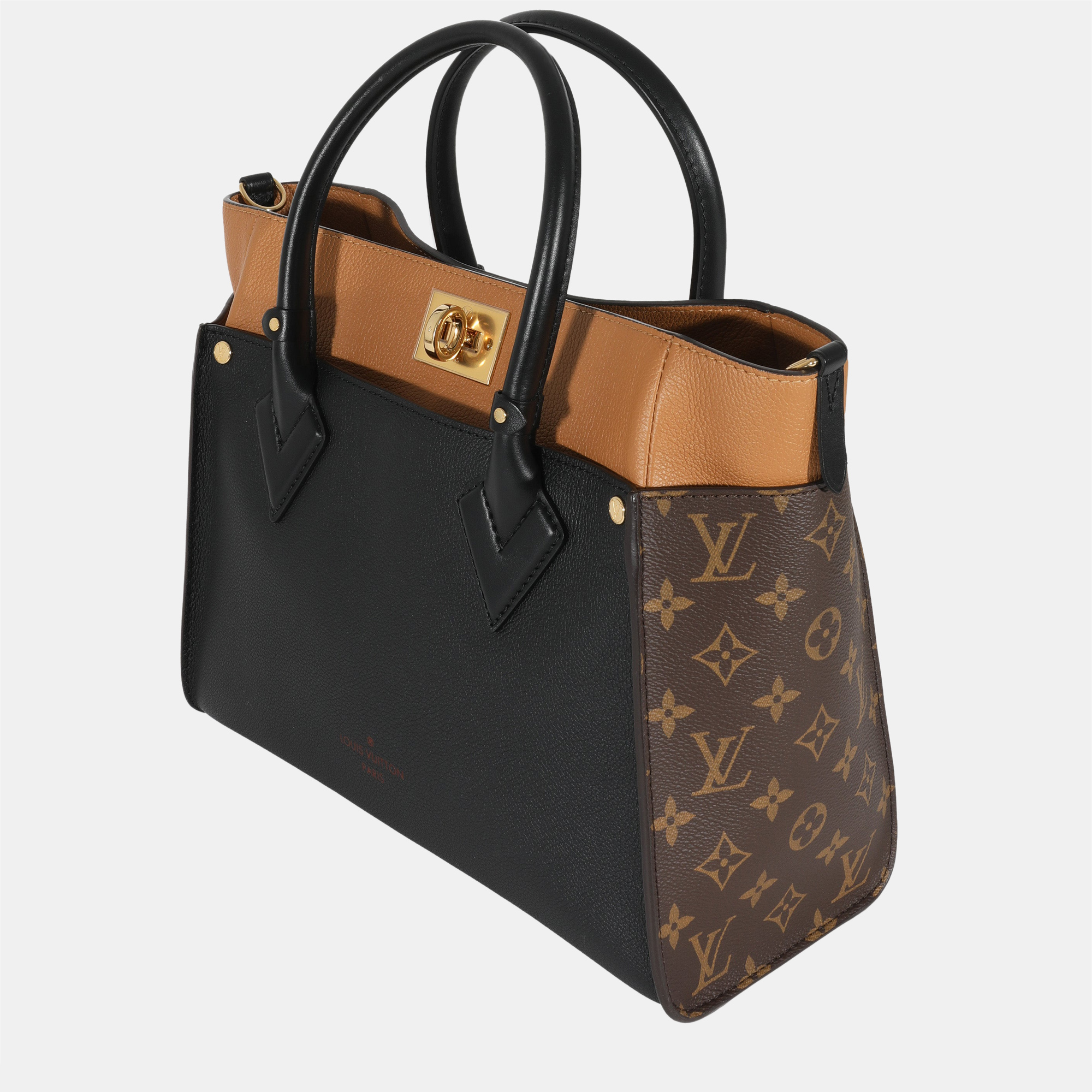 

Louis Vuitton Black & Tan Calfskin And Monogram Canvas On My Side MM