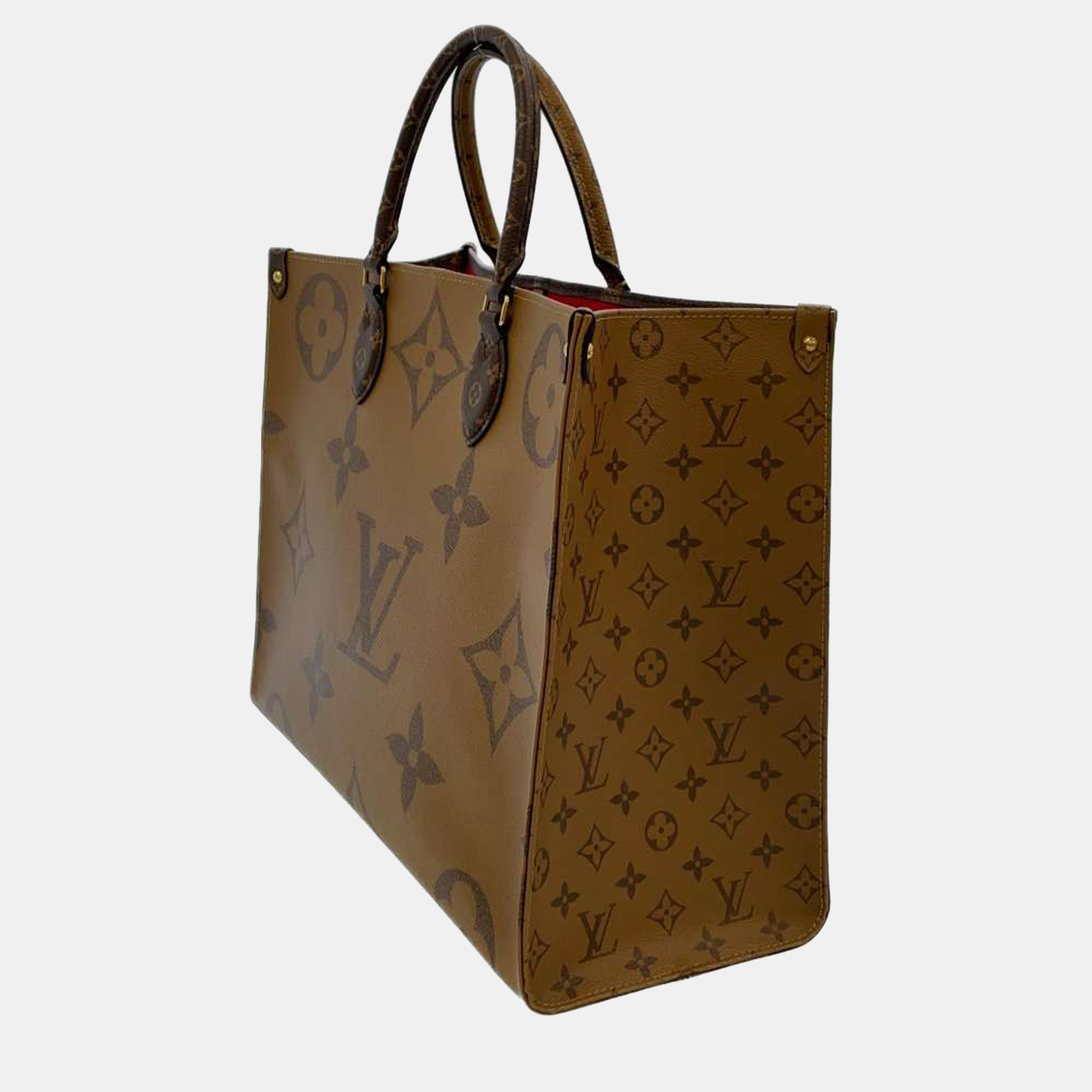 

Louis Vuitton Red Monogram Giant Reverse Canvas Onthego GM Bag, Brown