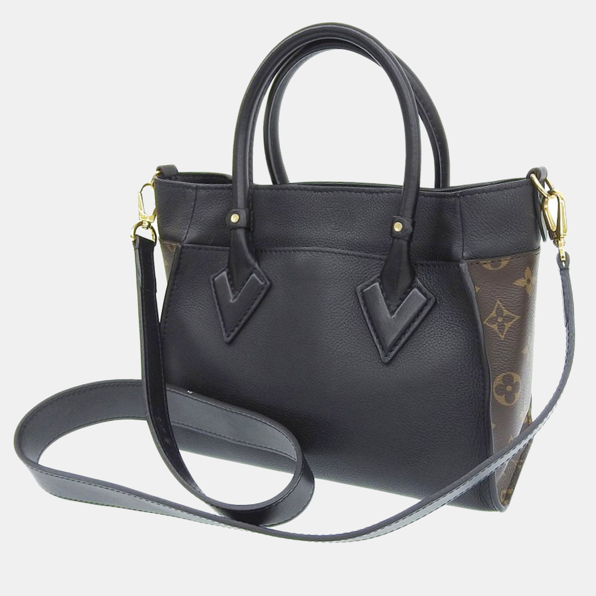 

Louis Vuitton Black Leather and Monogram On My Side PM Tote Bag