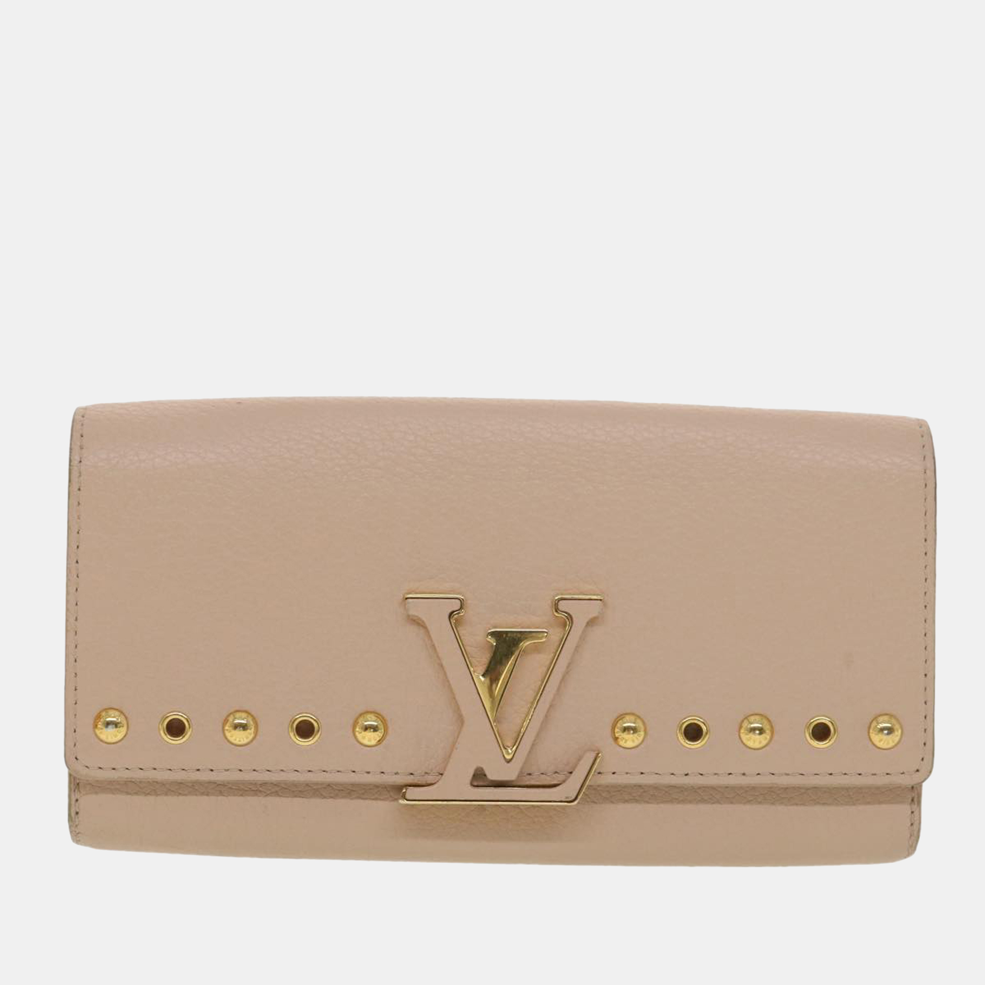 PRELOVED Louis Vuitton Beige Leather Studded Capucines Compact Wallet –  KimmieBBags LLC