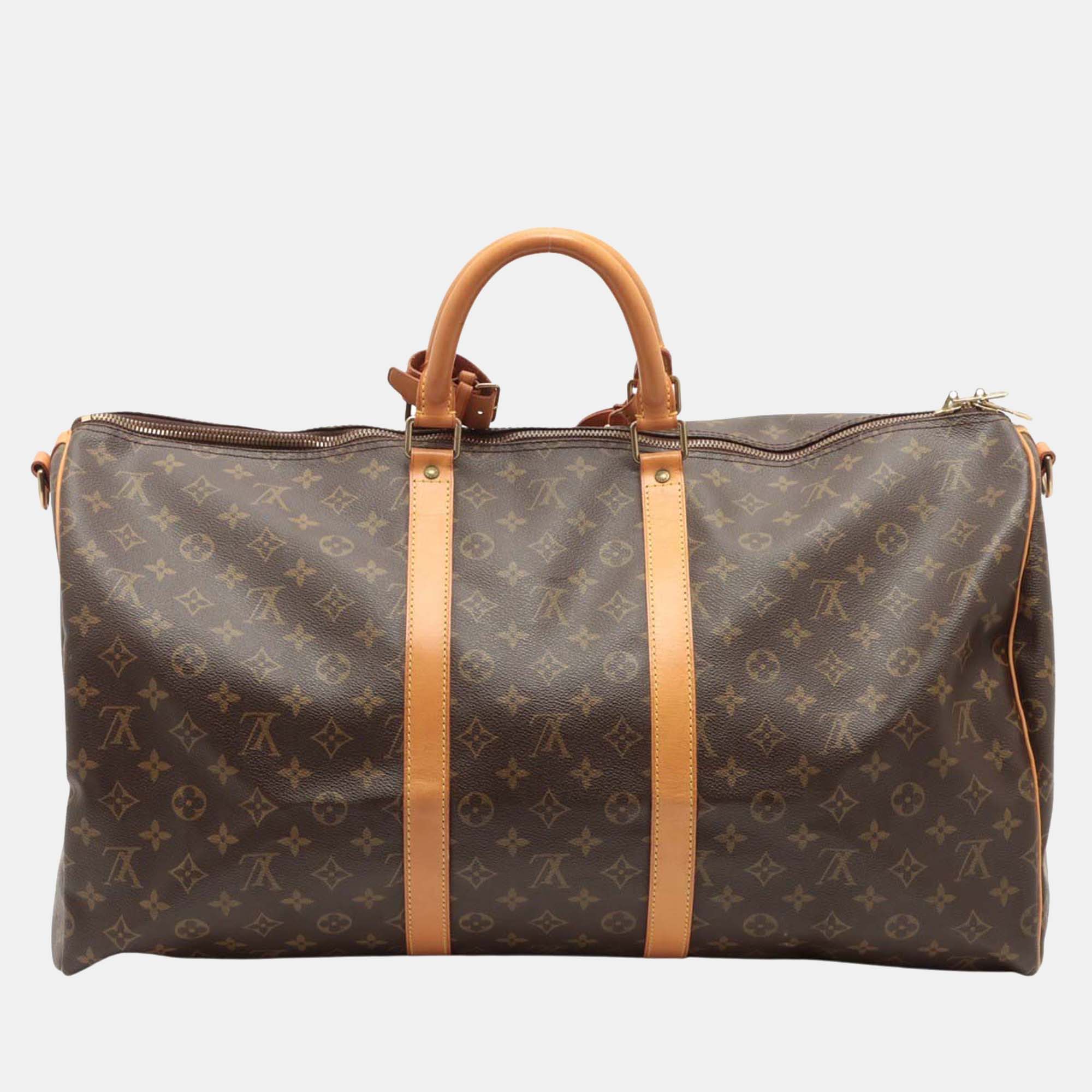 

Louis Vuitton Brown Monogram Canvas Keepall Bandouliere 55 Duffel Bag